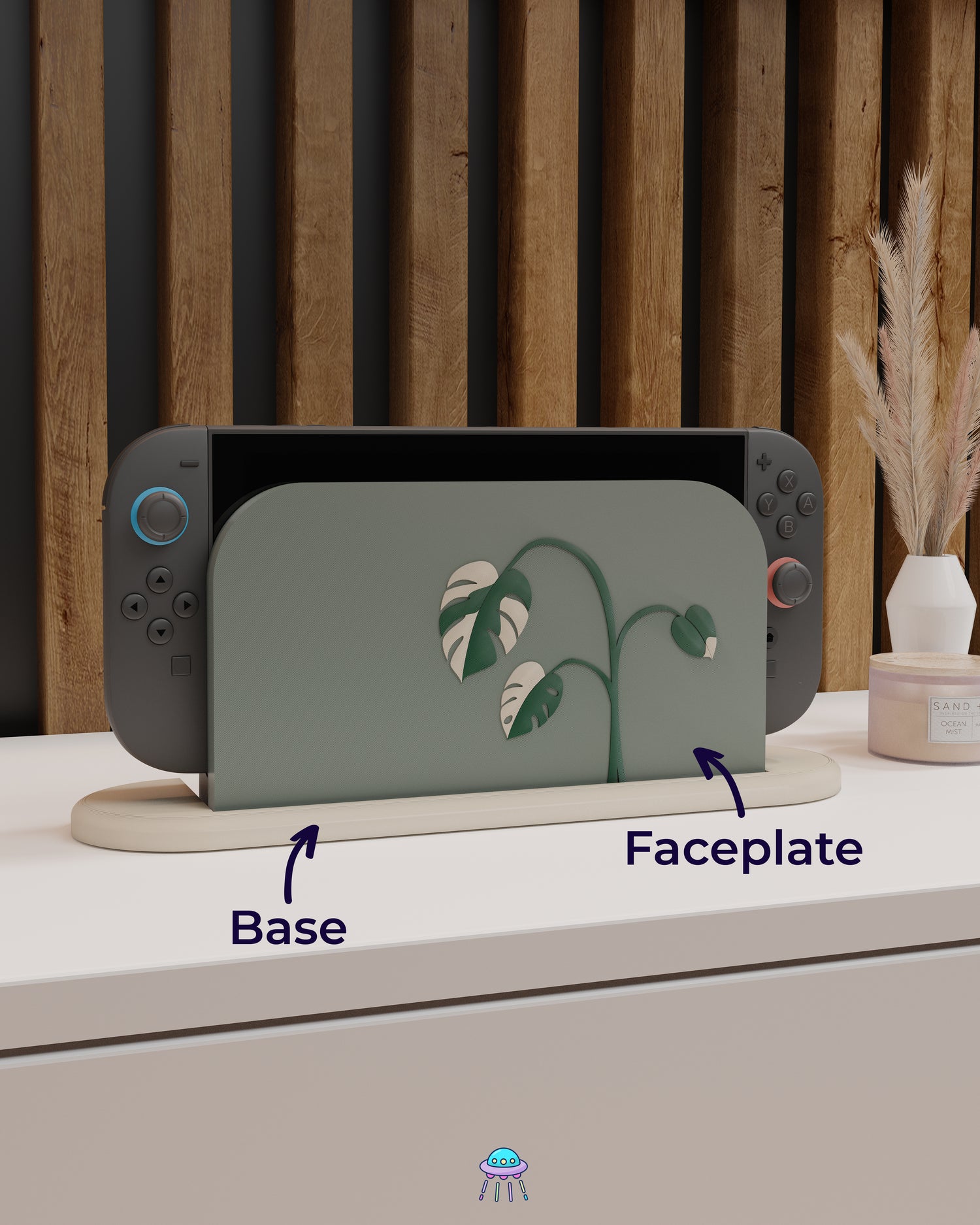 Monstera Albo Dock Cover for Nintendo Switch 2 – Original Faceplate Design