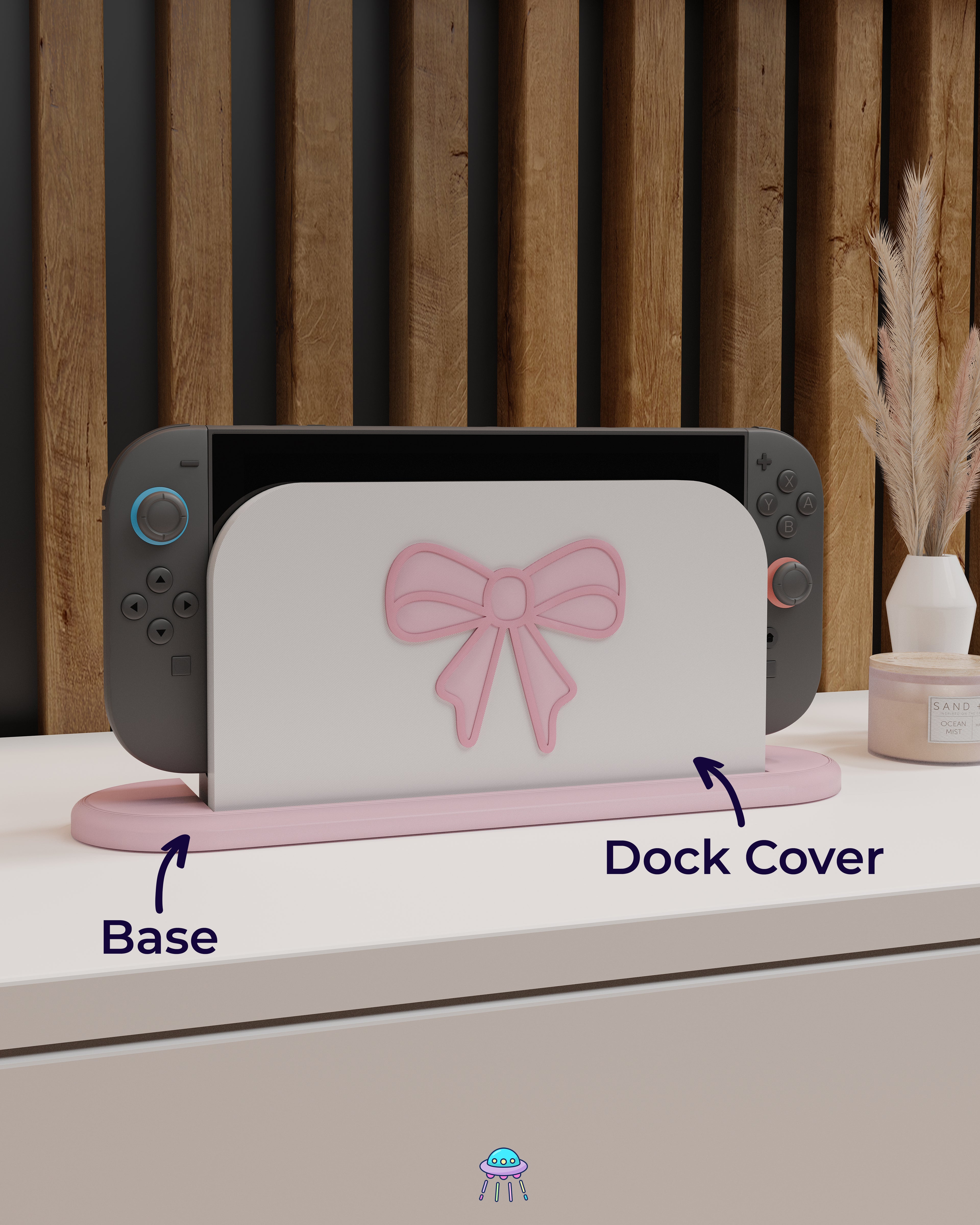 Blush Bow Dock Cover for Nintendo Switch 2 – Original Faceplate Design