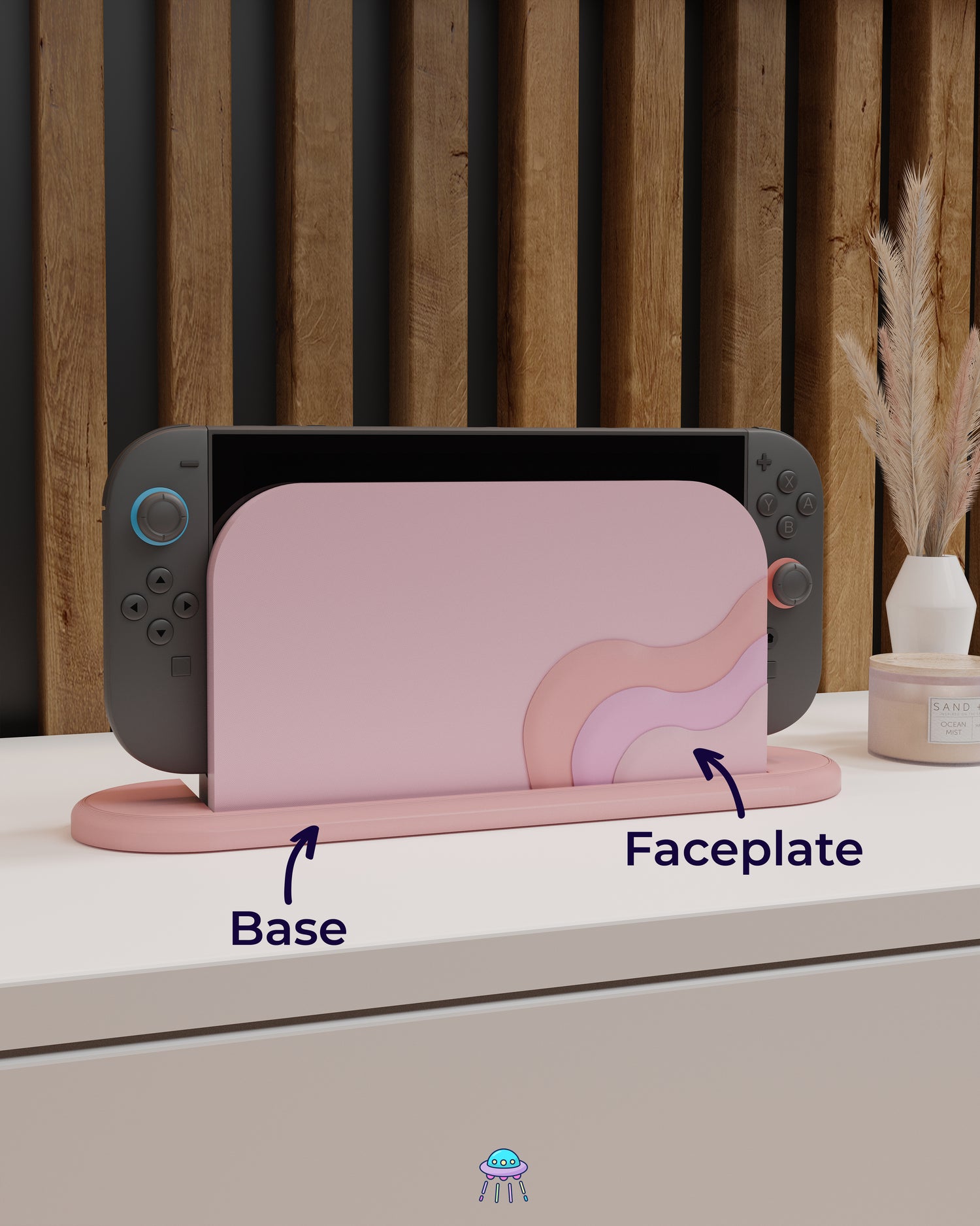 Blush Waves Dock Cover for Nintendo Switch 2 – Original Faceplate Design