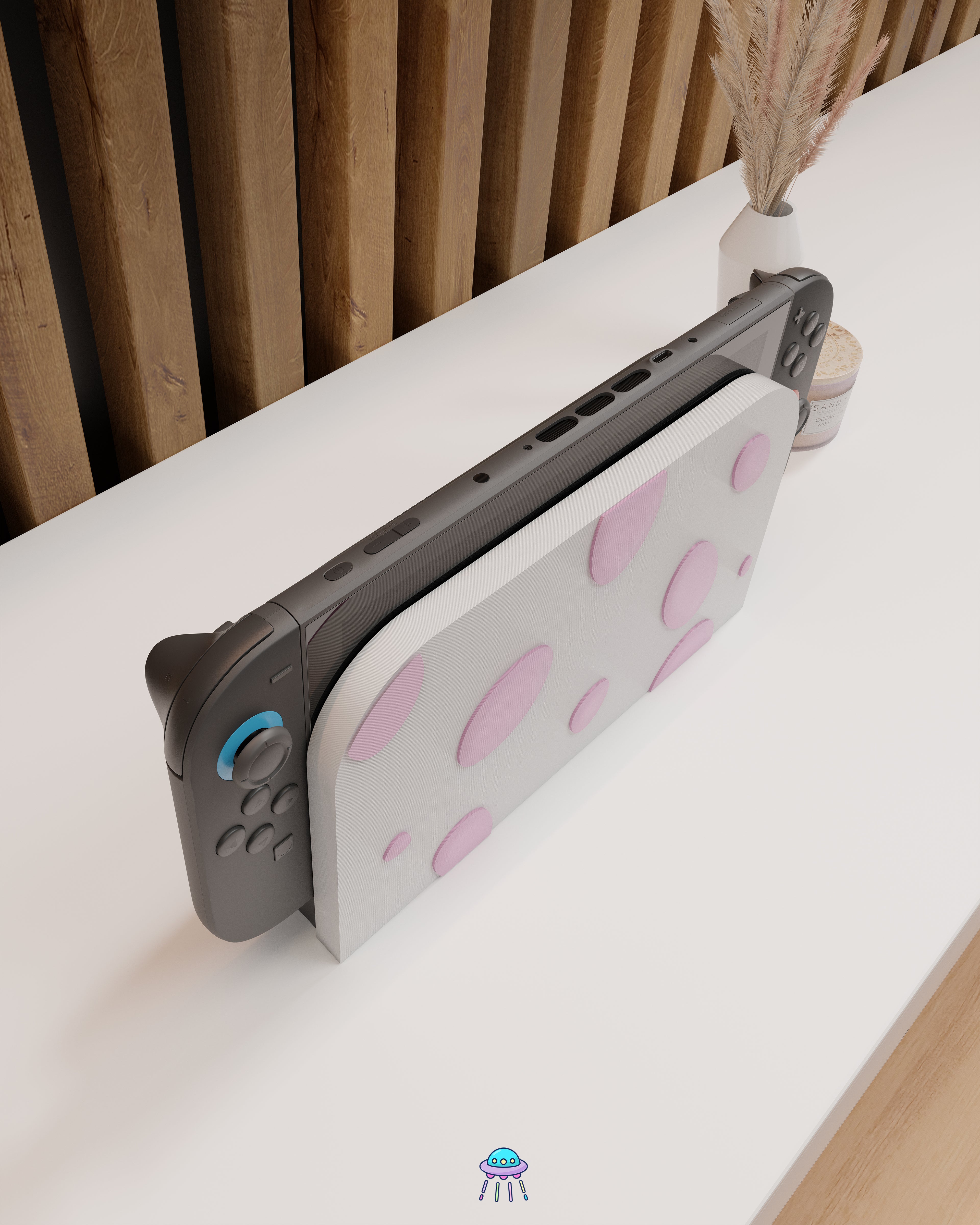Pink Dino Egg Dock Cover for Nintendo Switch 2 – Original Faceplate Design