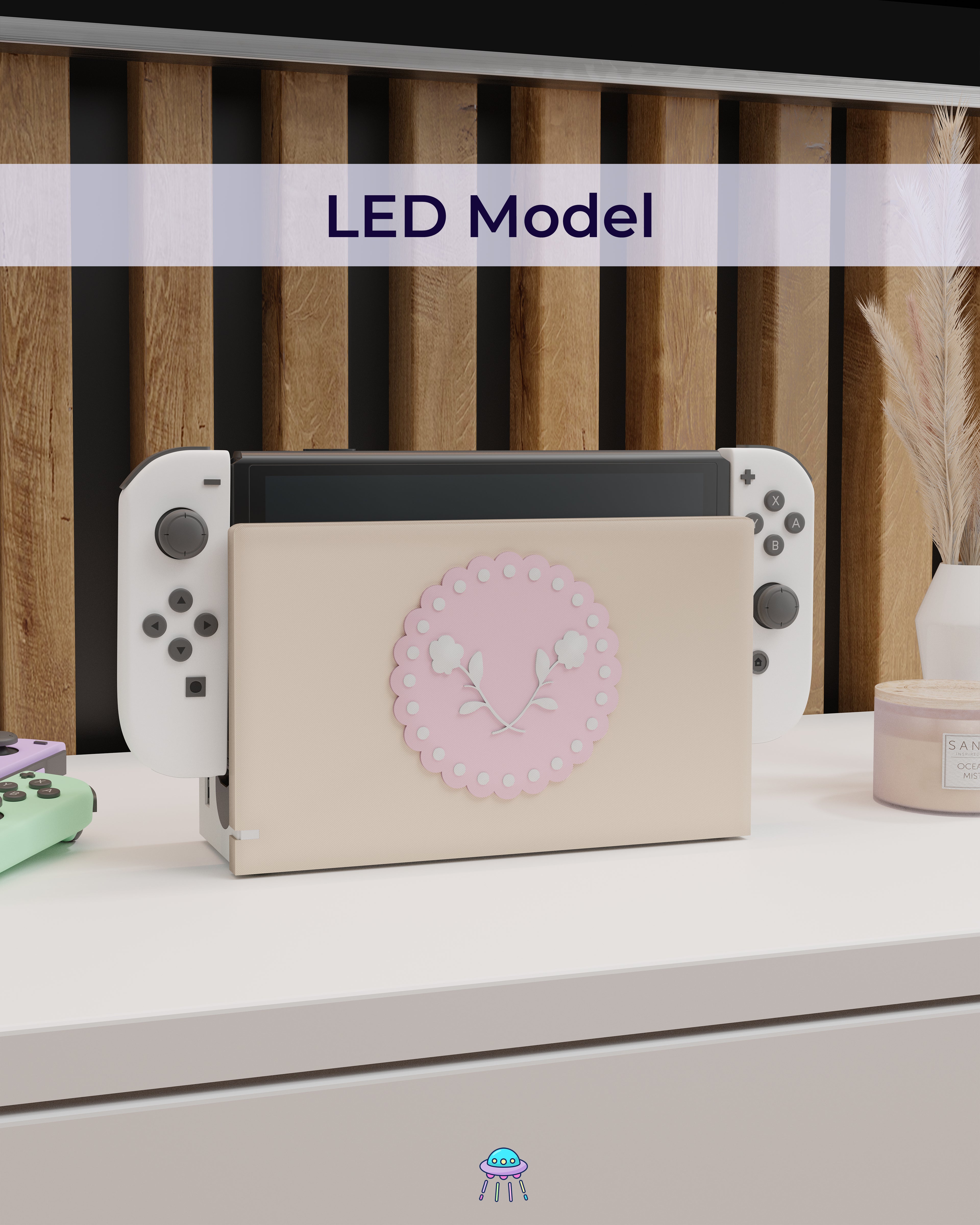 Floral Patch Dock Cover for Nintendo Switch – Original Faceplate Design
