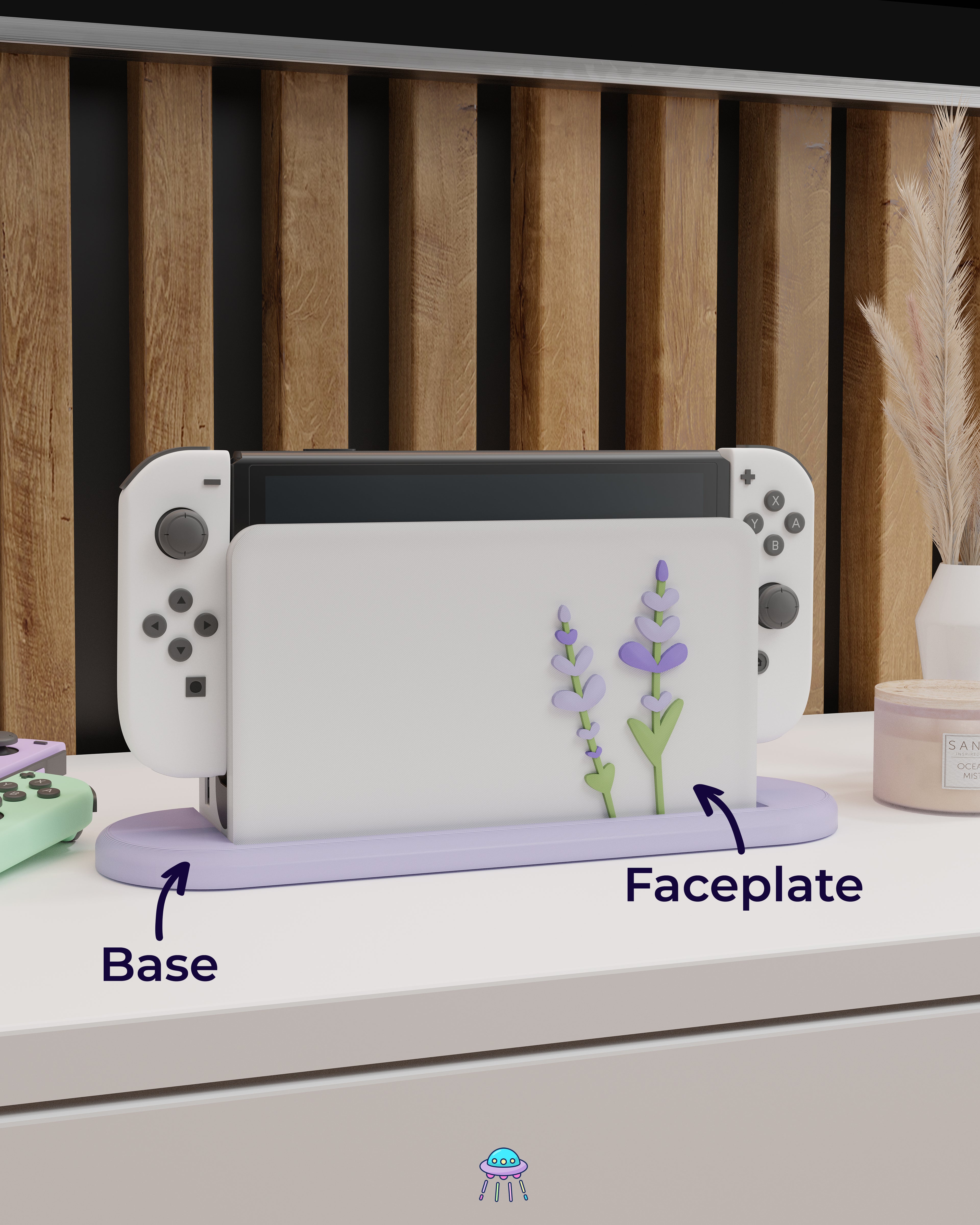 Lavender Dock Cover for Nintendo Switch – Original Faceplate Design