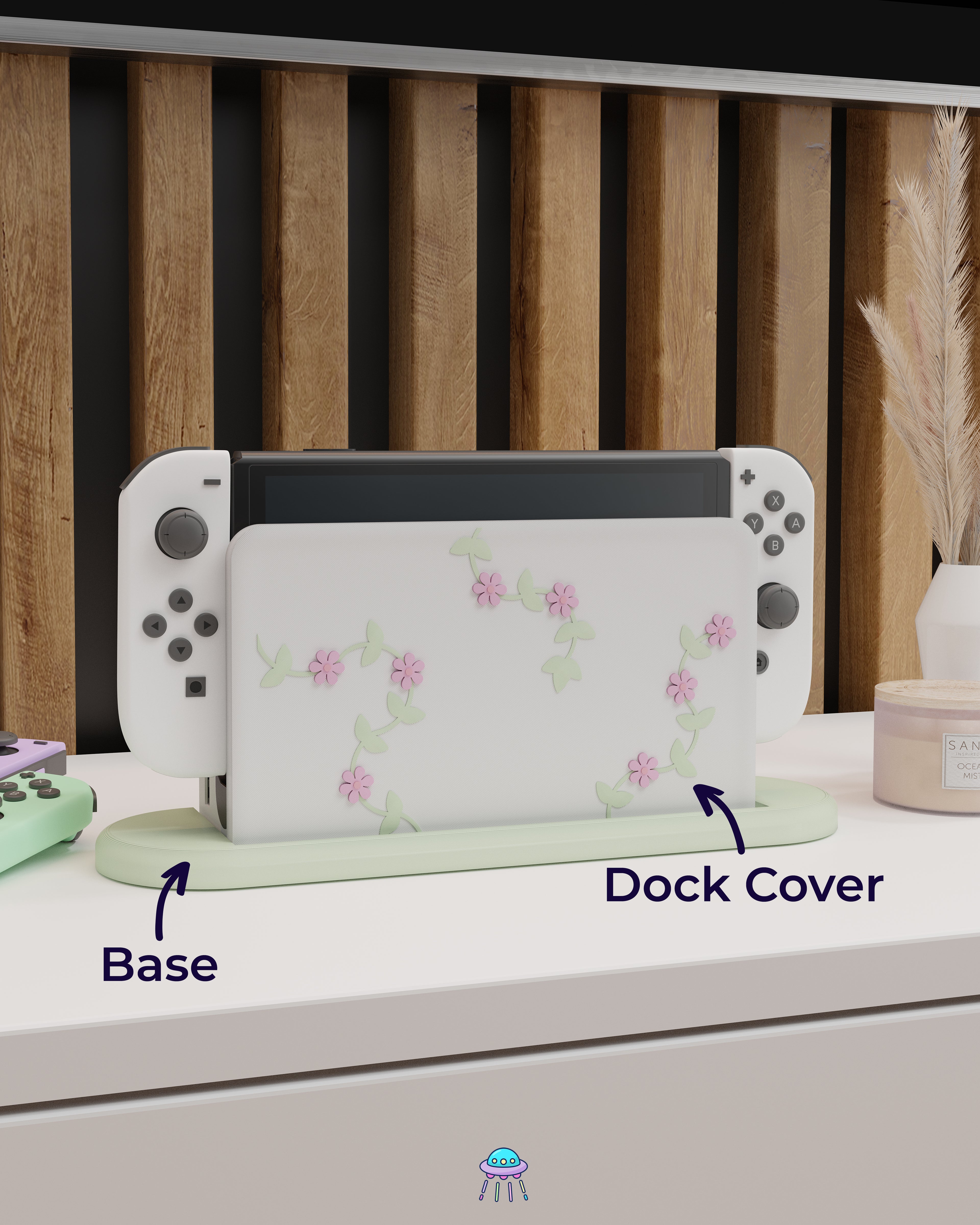 Pastel Ivy Dock Cover for Nintendo Switch – Original Faceplate Design