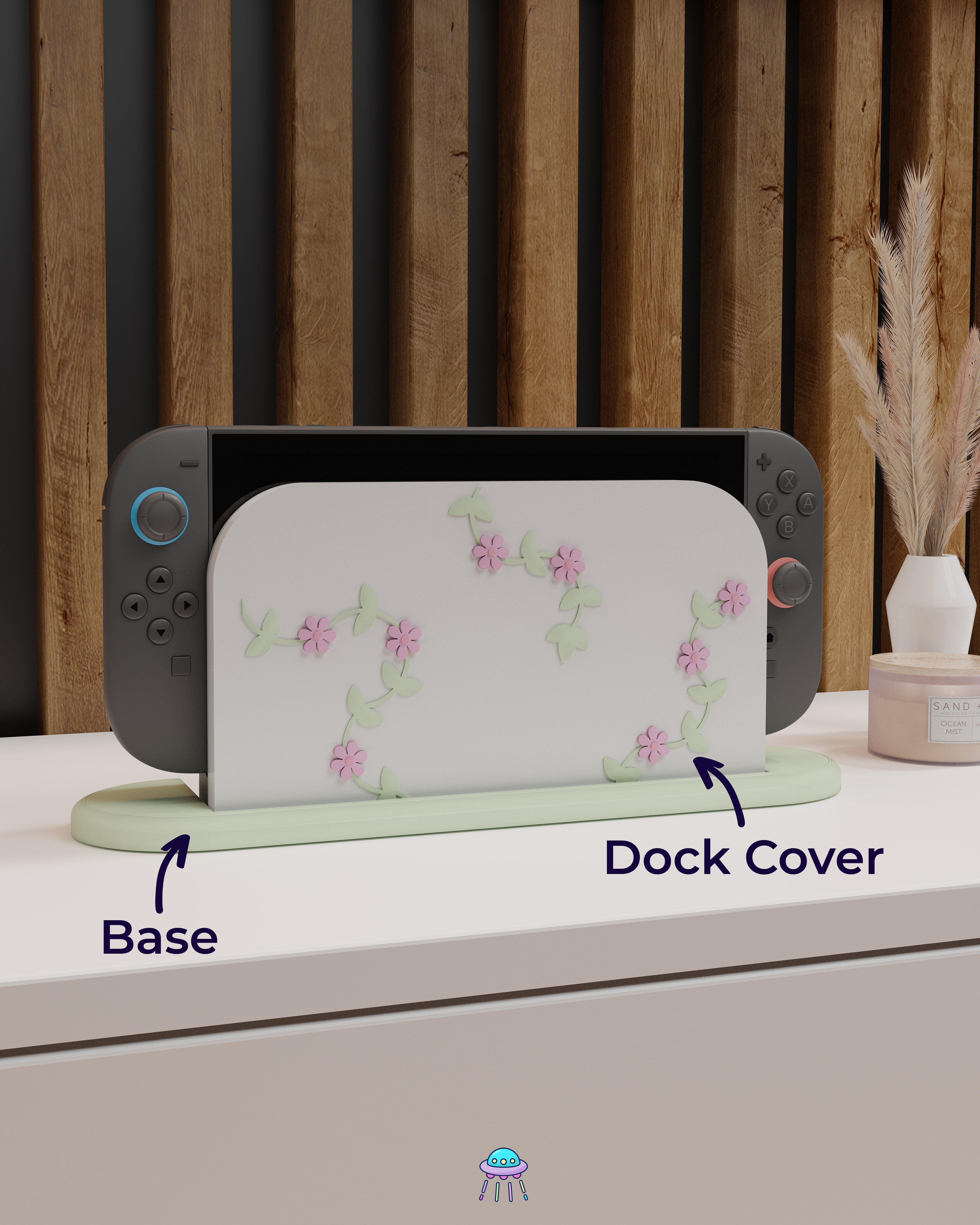 Pastel Ivy Dock Cover for Nintendo Switch 2 – Original Faceplate Design