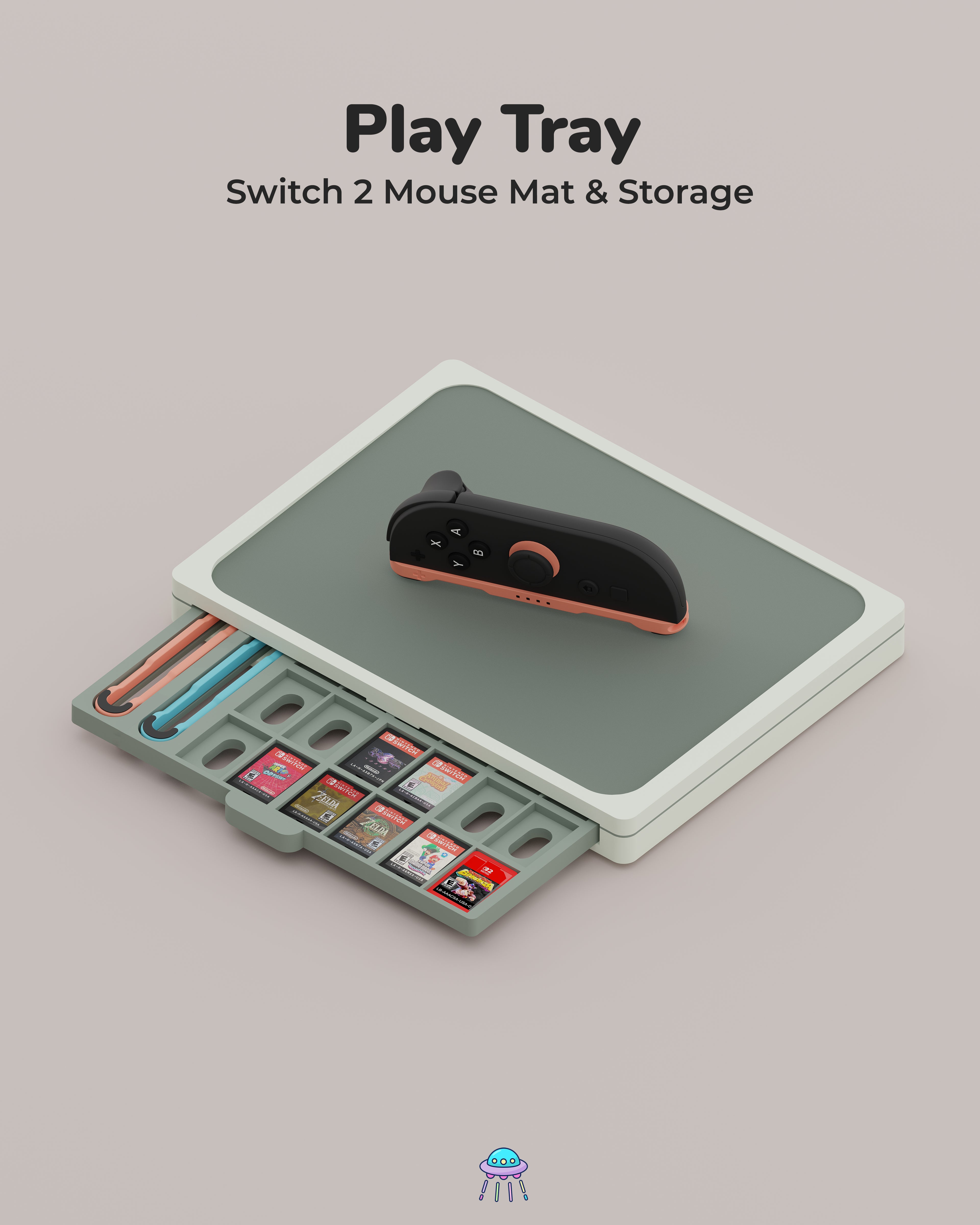 Play Tray - Nintendo Switch 2 Game Storage With Mouse Mat