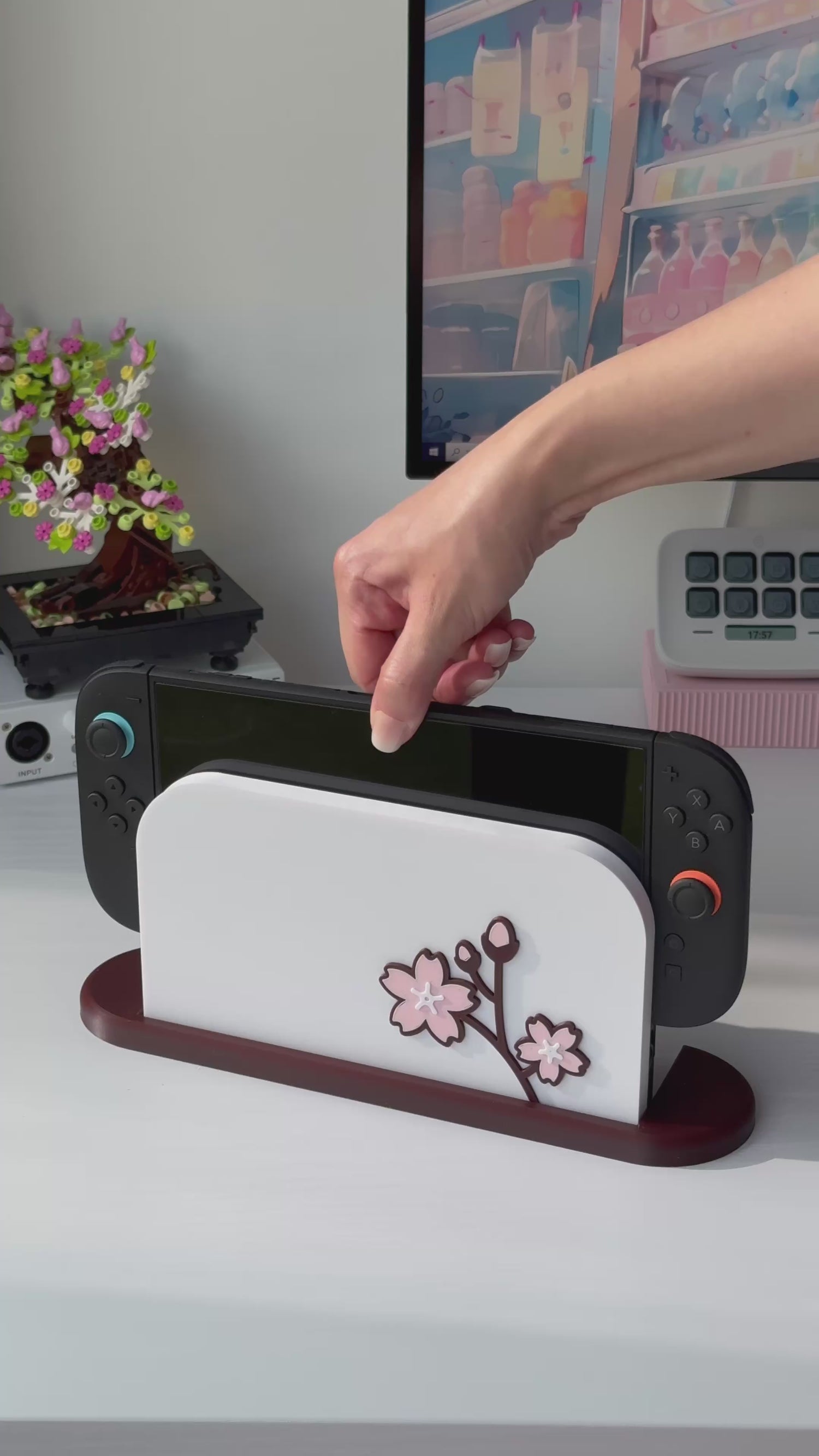 Sakura Flower Dock Cover for Nintendo Switch 2 – Original Faceplate Design