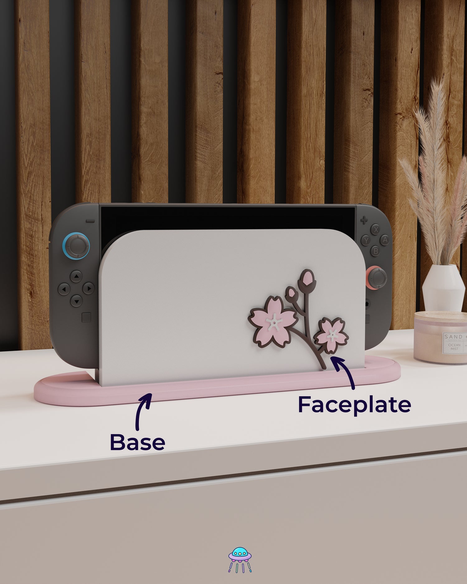 Sakura Flower Dock Cover for Nintendo Switch 2 – Original Faceplate Design