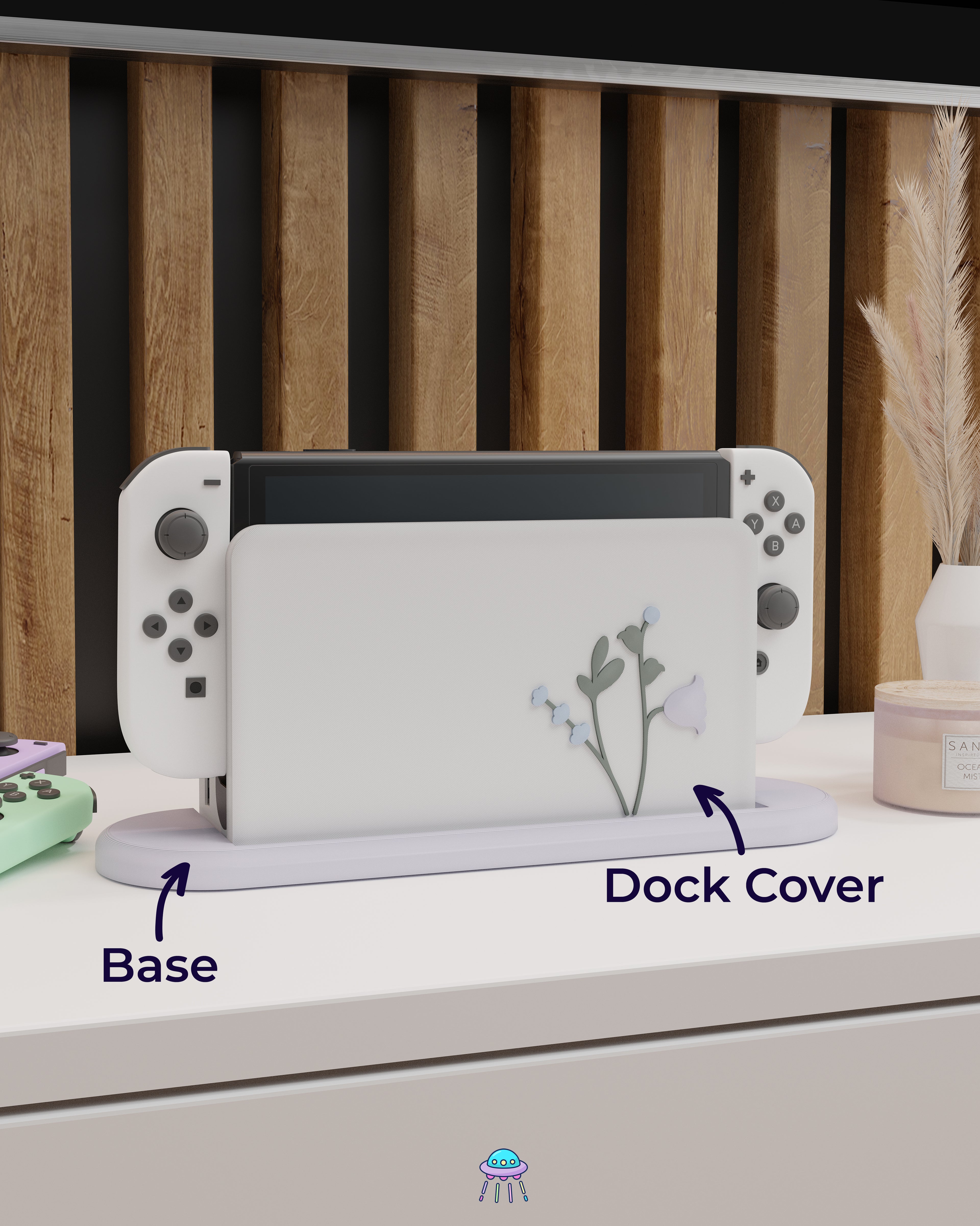 Snow Blossom Cover for Nintendo Switch – Original Faceplate Design