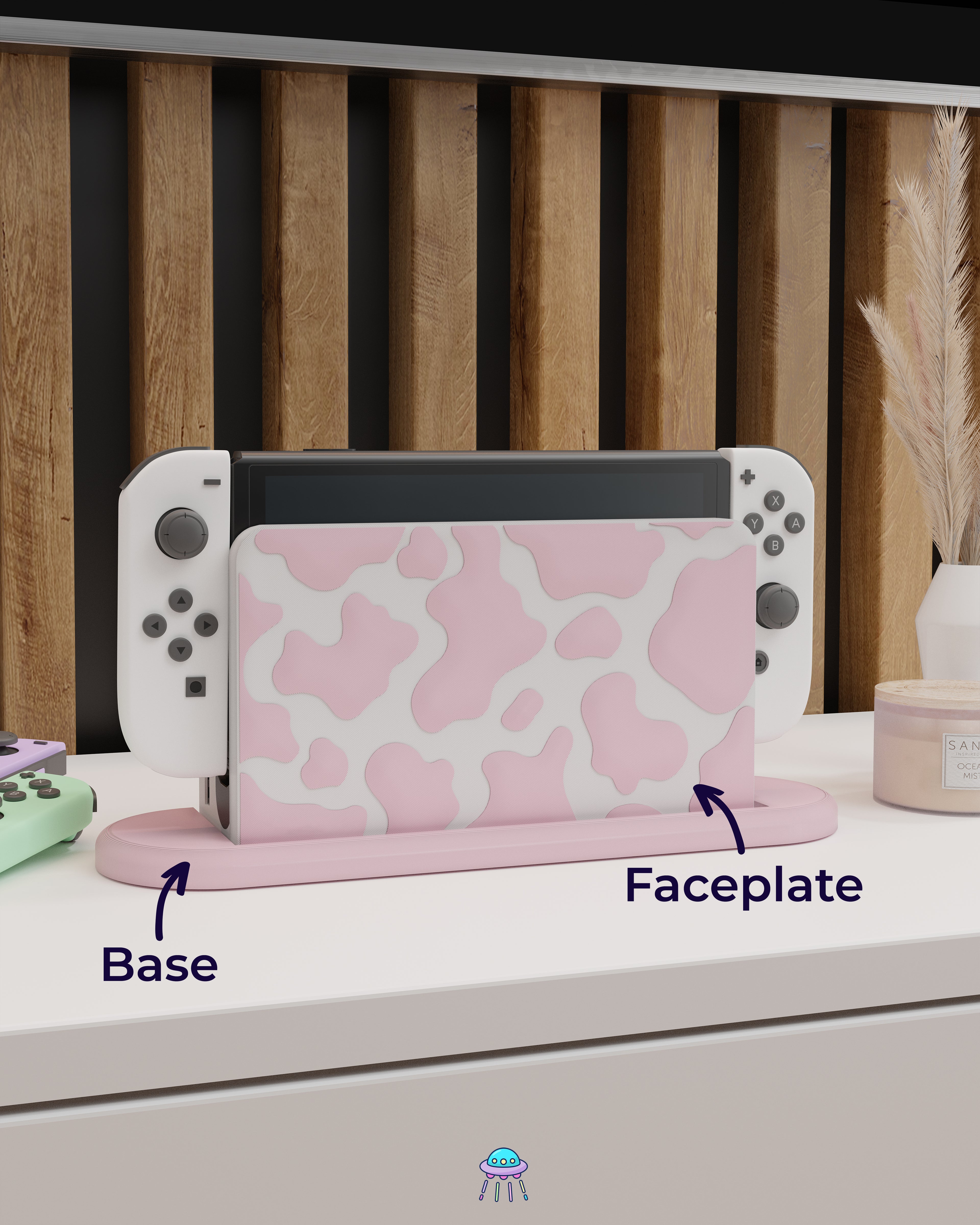 Strawberry Cow Dock Cover for Nintendo Switch – Original Faceplate Design