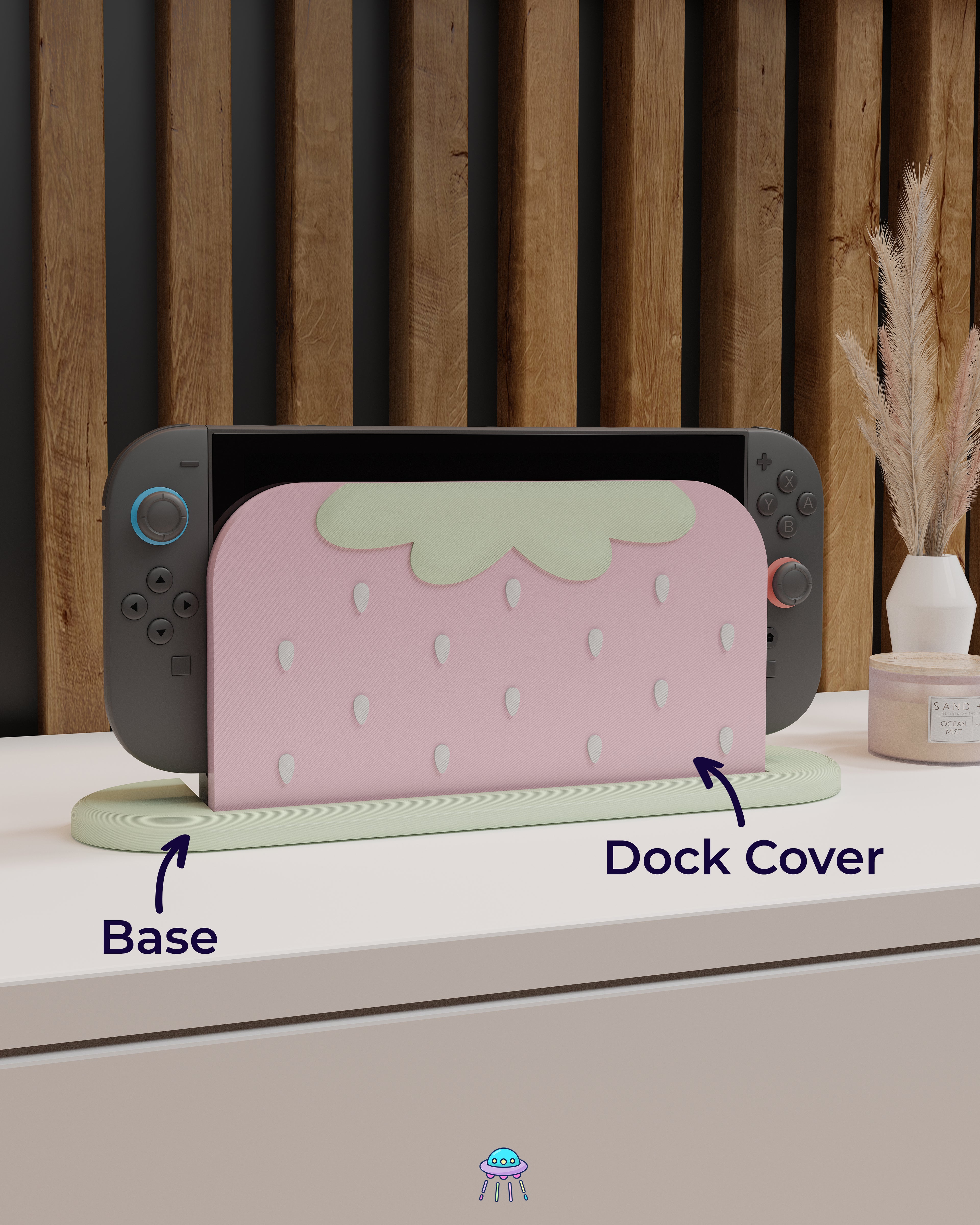 Strawberry Puff Pink Dock Cover for Nintendo Switch 2 – Original Faceplate Design
