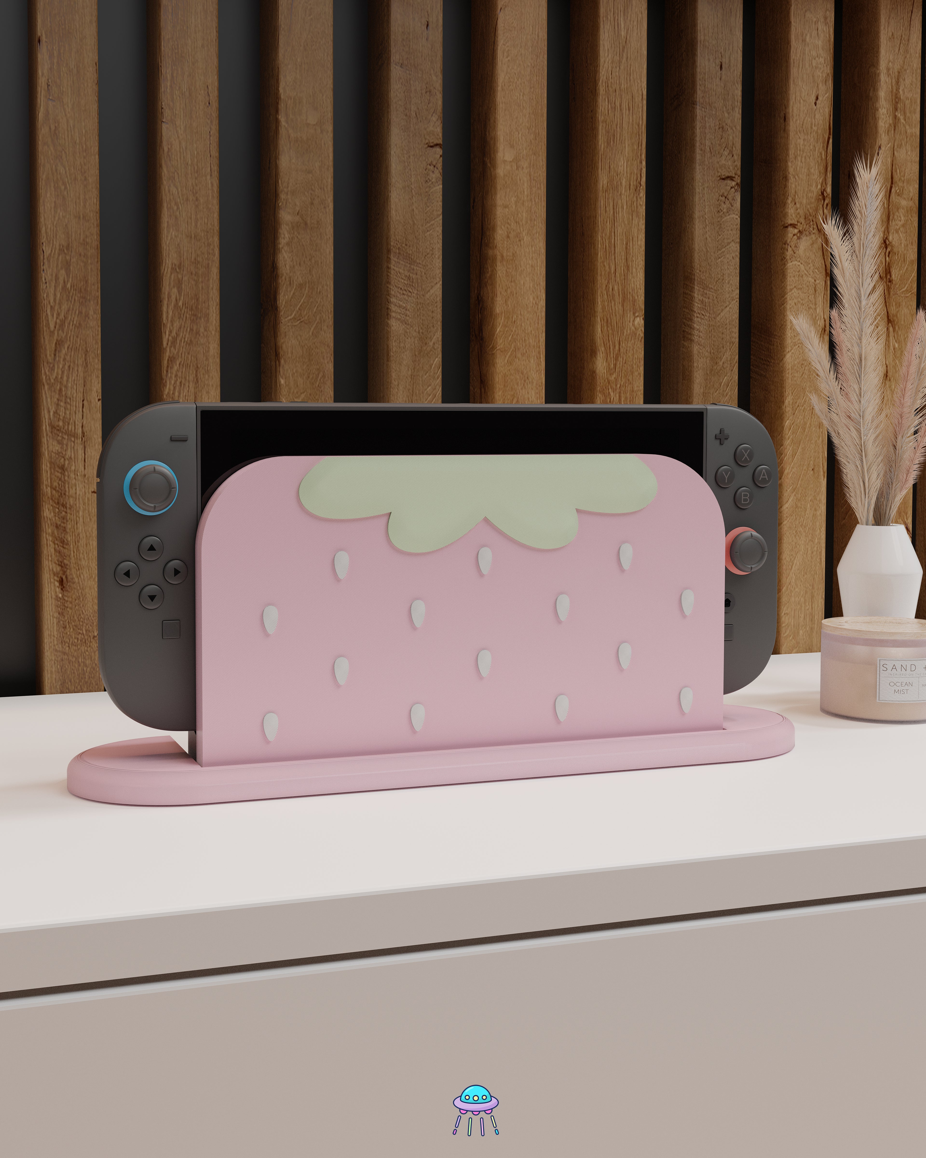 Strawberry Puff Pink Dock Cover for Nintendo Switch 2 – Original Faceplate Design