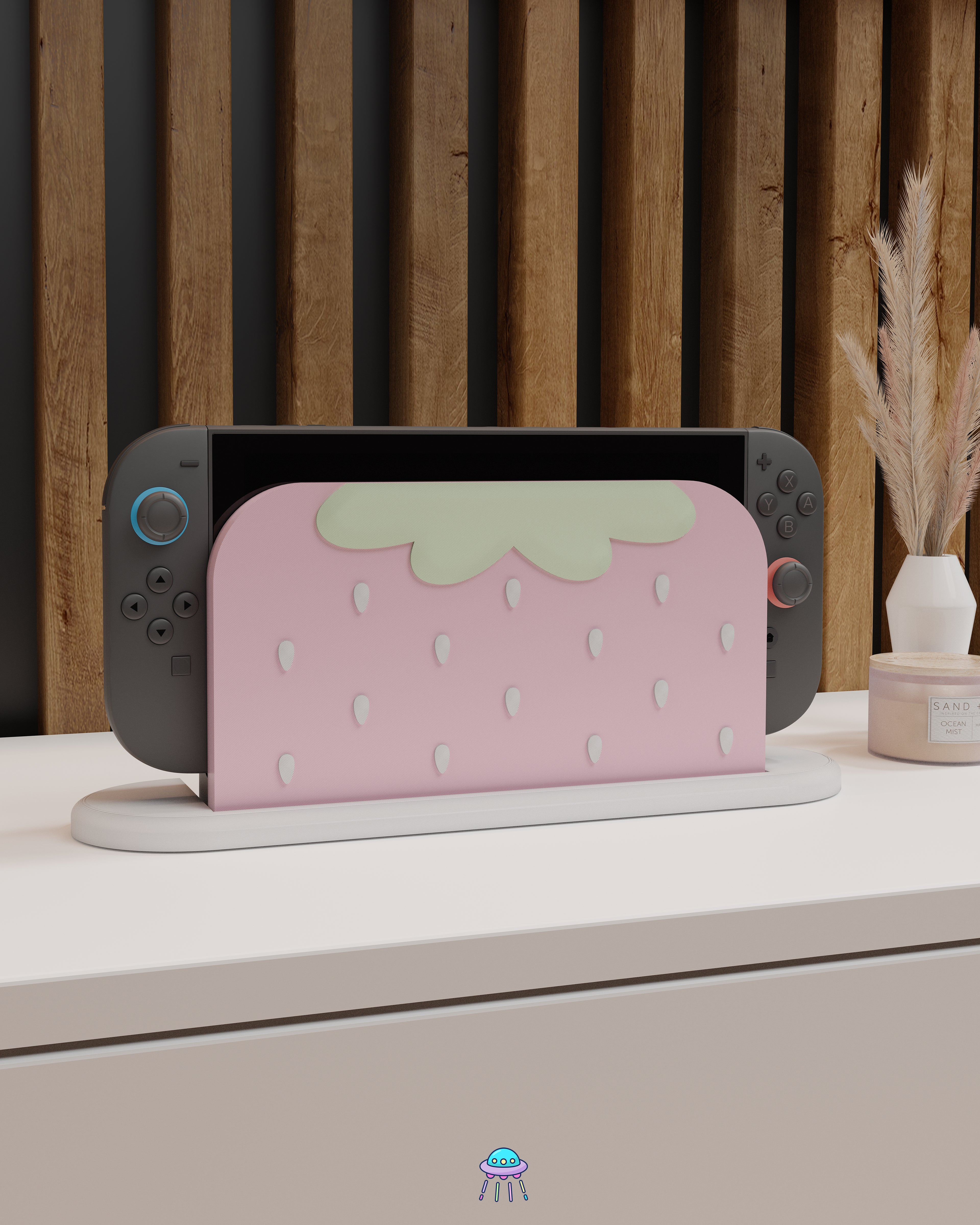 Strawberry Puff Pink Dock Cover for Nintendo Switch 2 – Original Faceplate Design