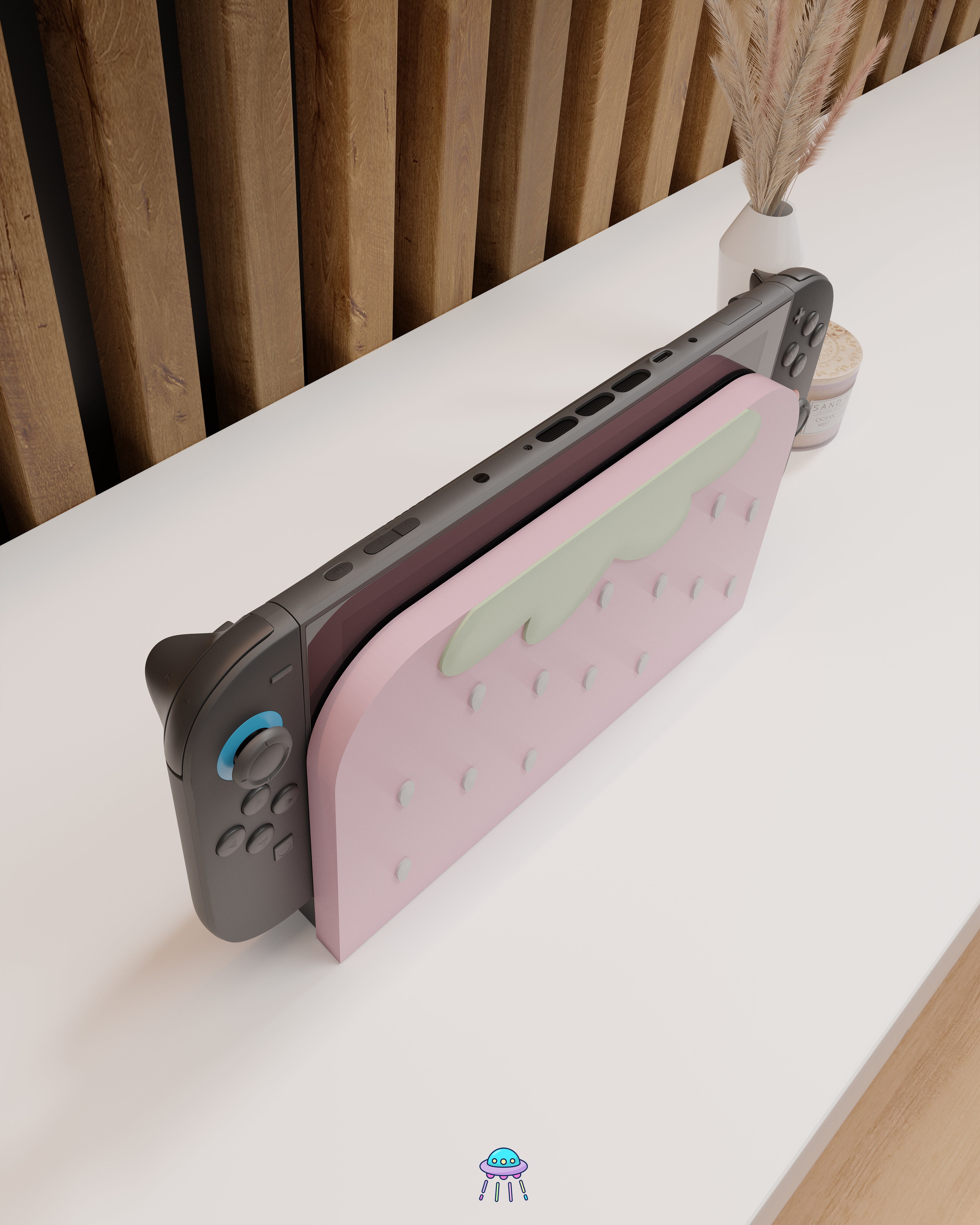 Strawberry Puff Pink Dock Cover for Nintendo Switch 2 – Original Faceplate Design