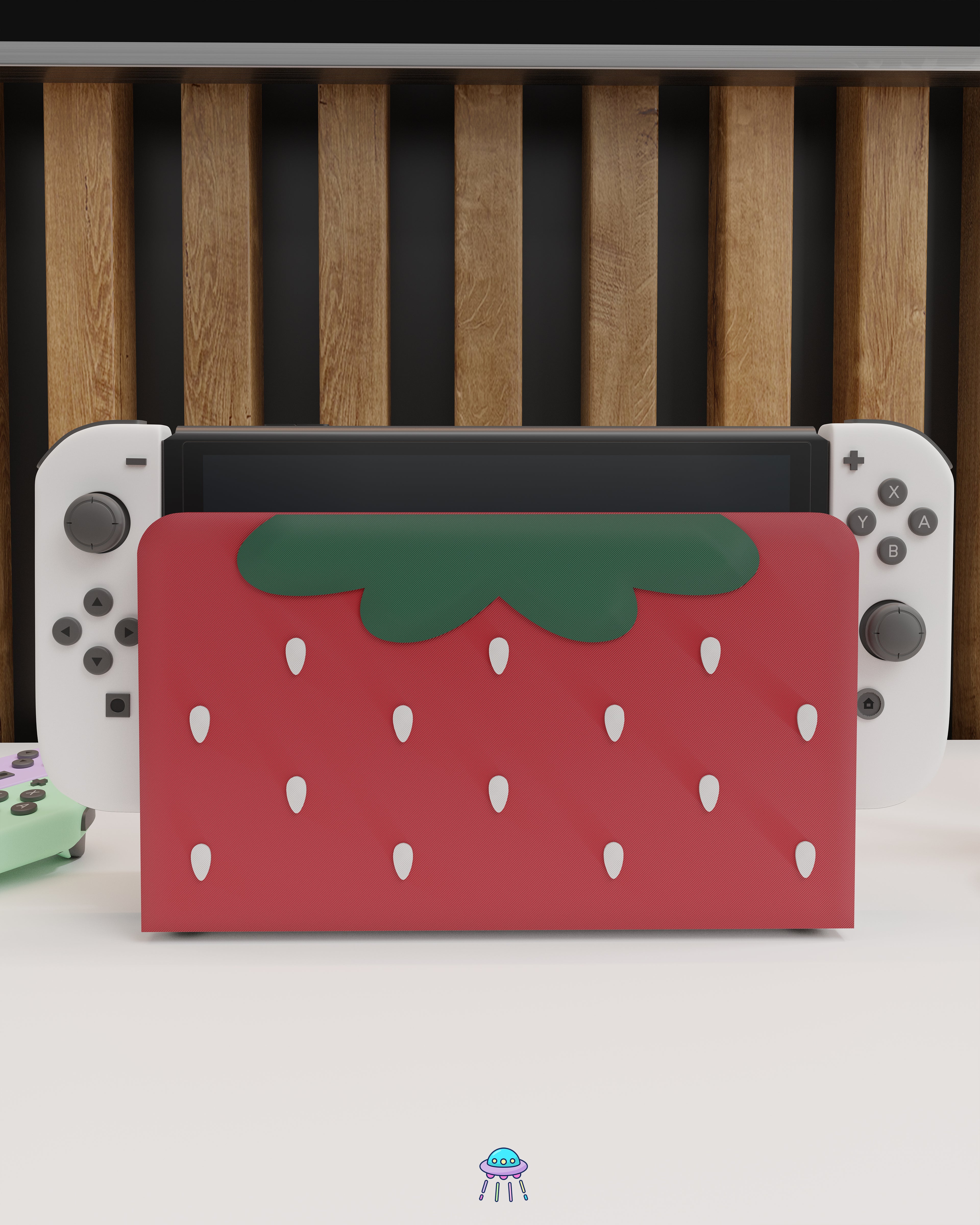 Strawberry Puff Dock Cover for Nintendo Switch – Original Faceplate Design