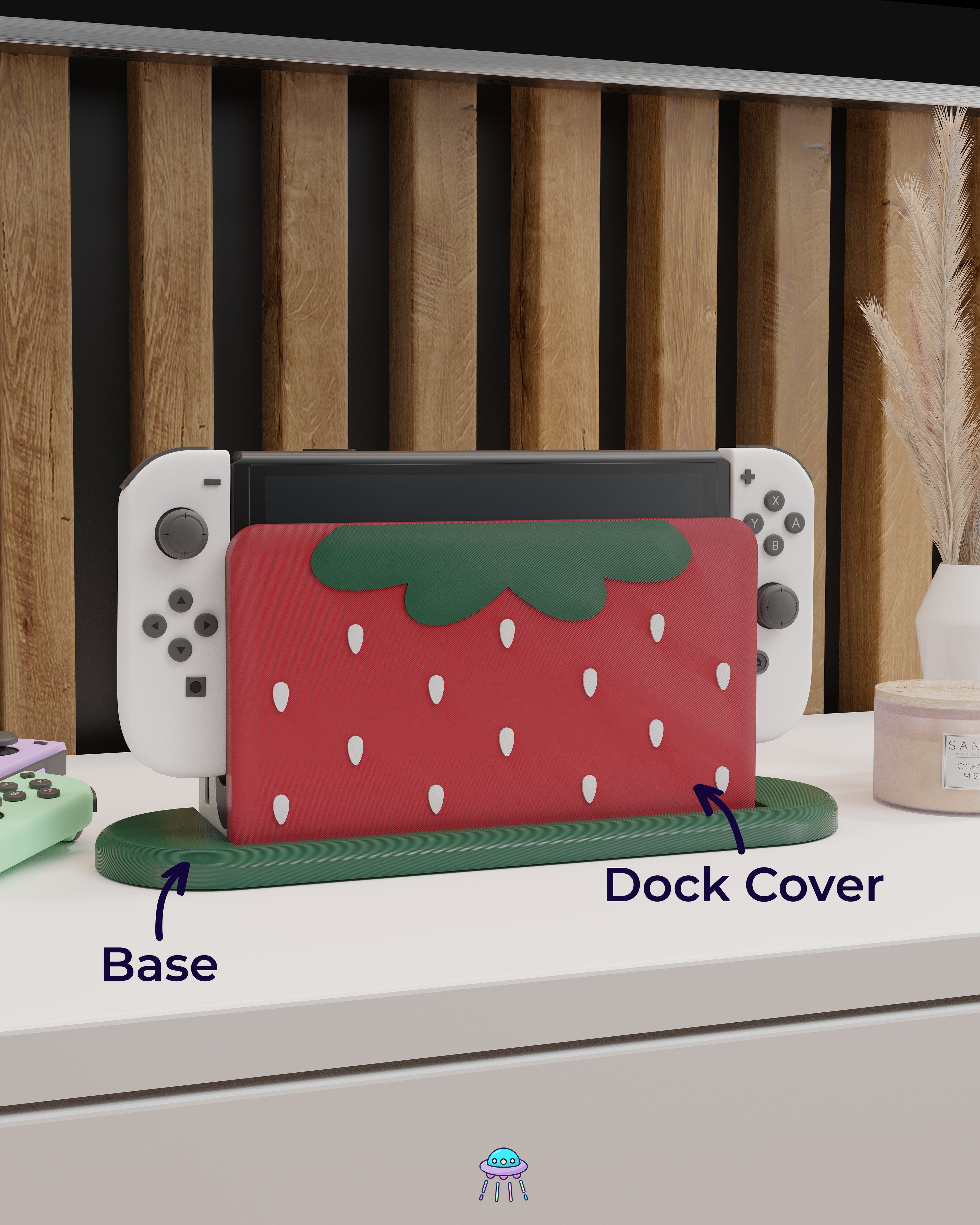 Strawberry Puff Dock Cover for Nintendo Switch – Original Faceplate Design