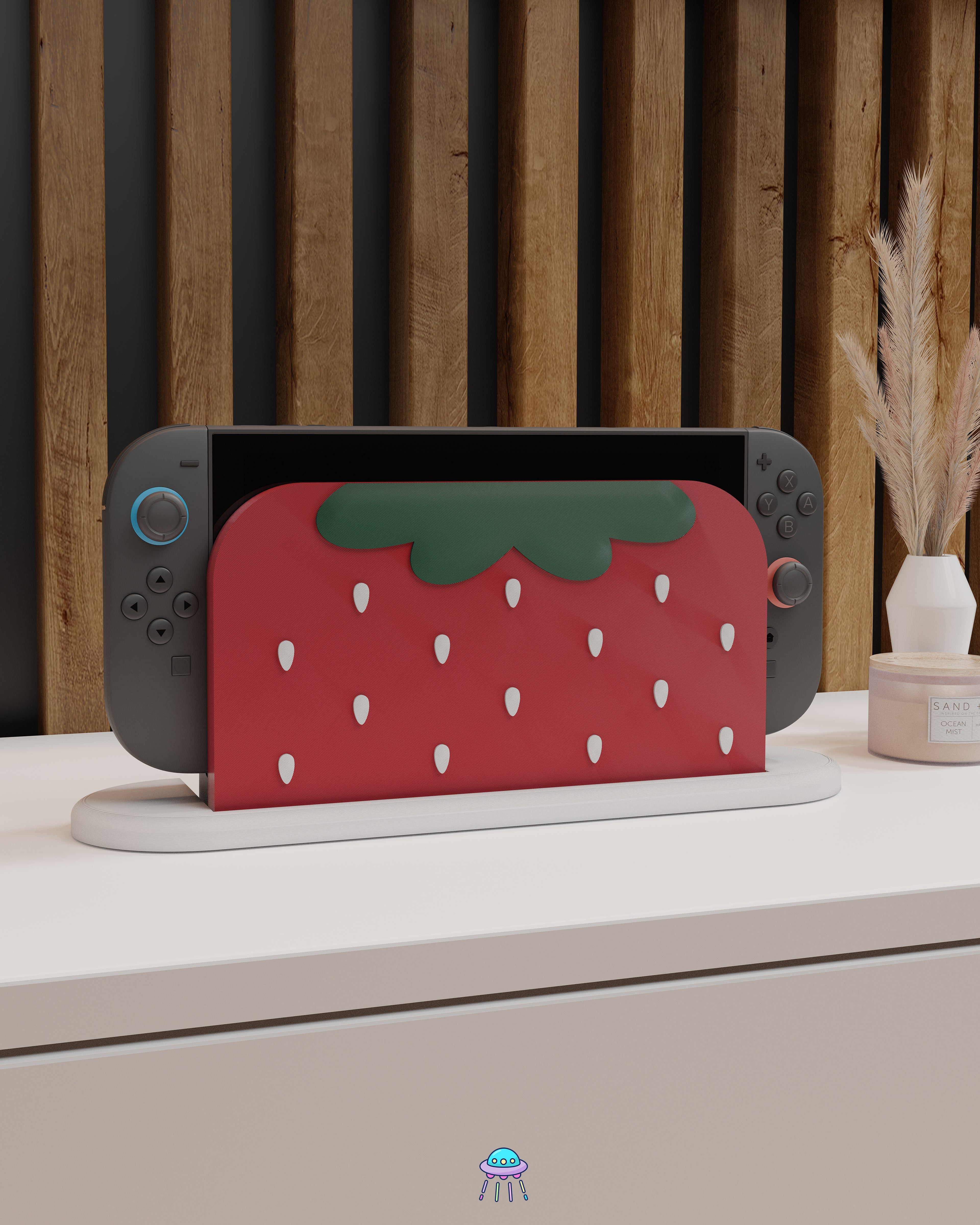 Strawberry Puff Dock Cover for Nintendo Switch 2 – Original Faceplate Design