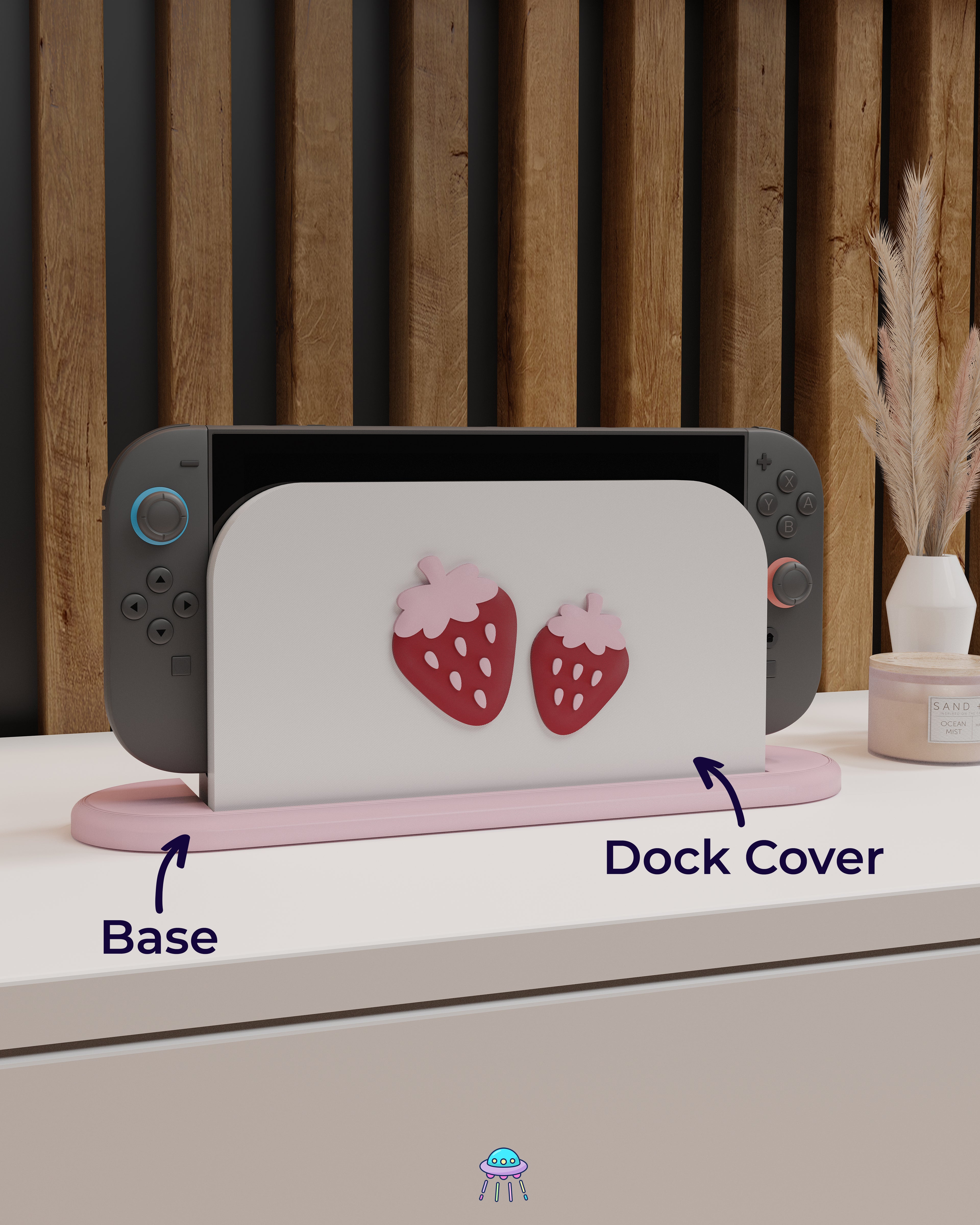 Sweet Strawberry Dock Cover for Nintendo Switch 2 – Original Faceplate Design