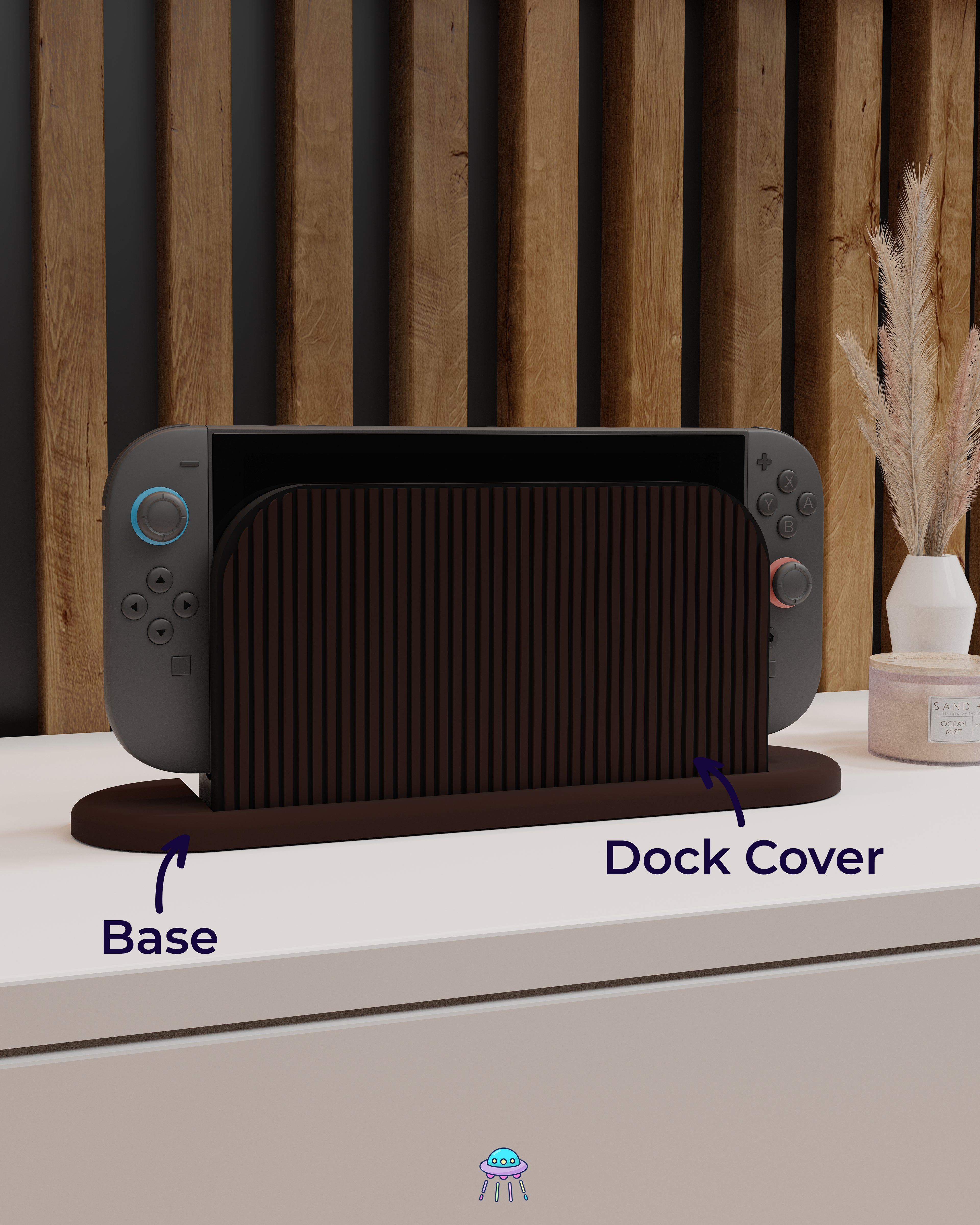 Walnut Dock Cover for Nintendo Switch 2 – Original Faceplate Design