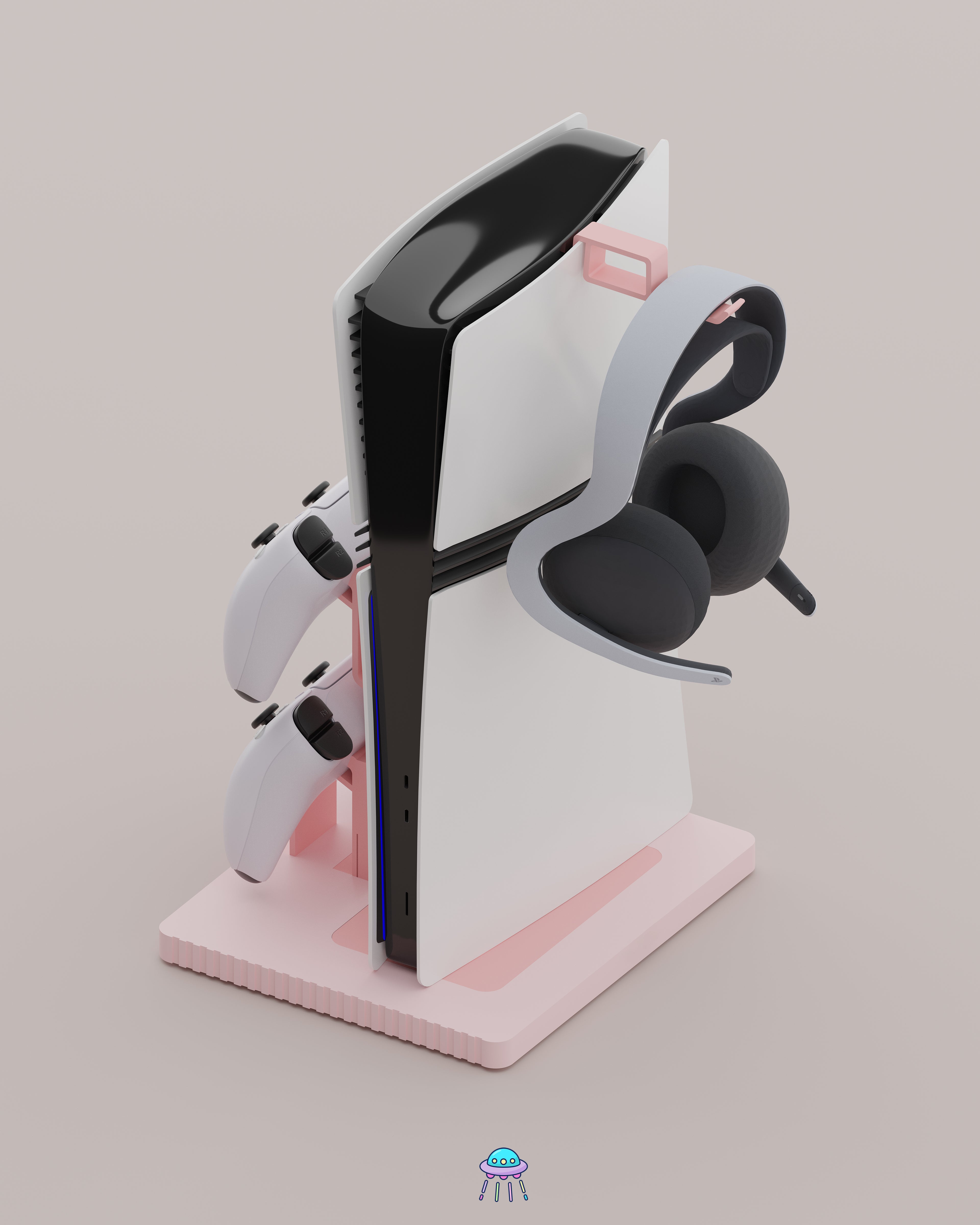 Play Base - PlayStation 5 Console Stand With Controller &amp; Headset Storage