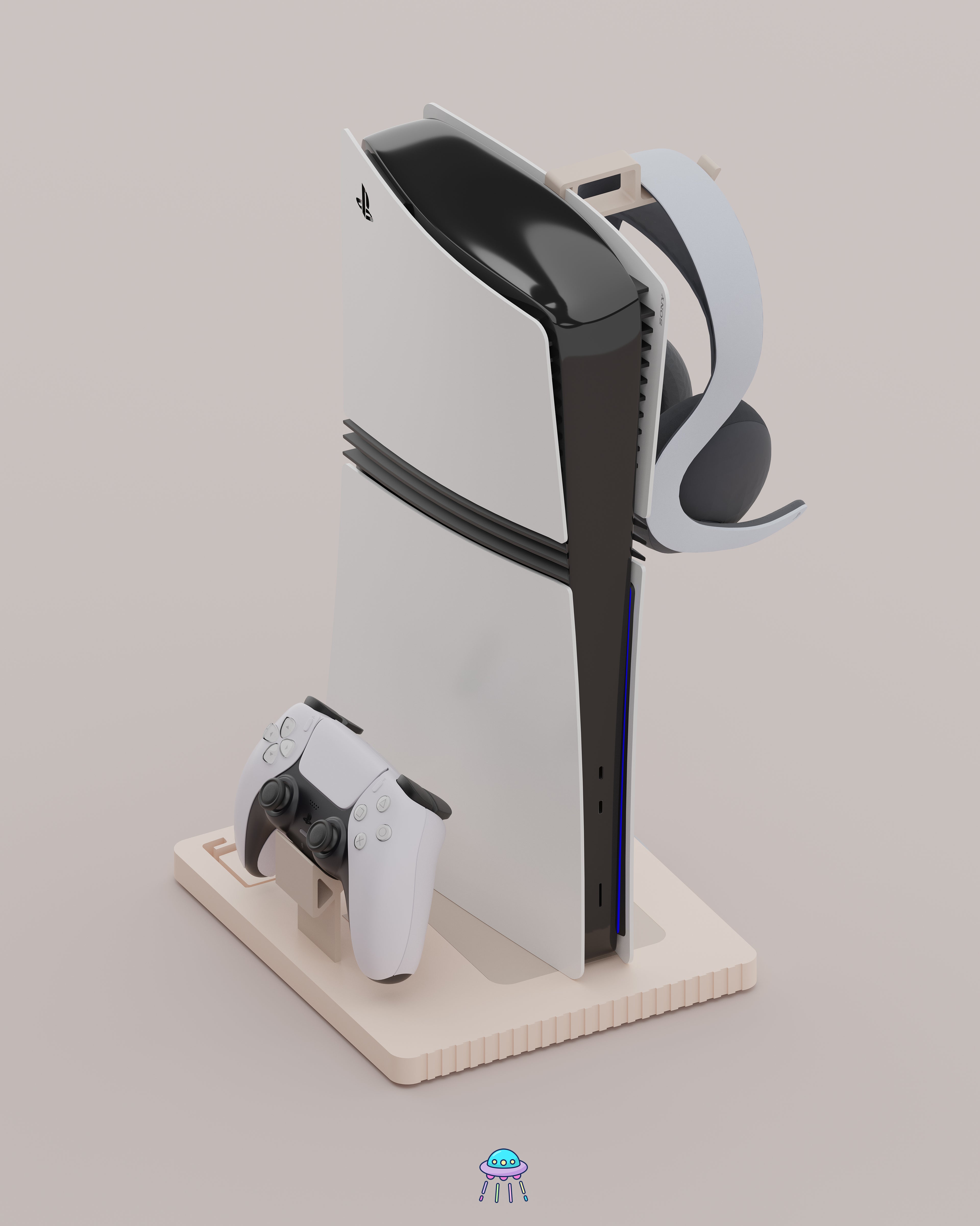 Play Base - PlayStation 5 Console Stand With Controller &amp; Headset Storage