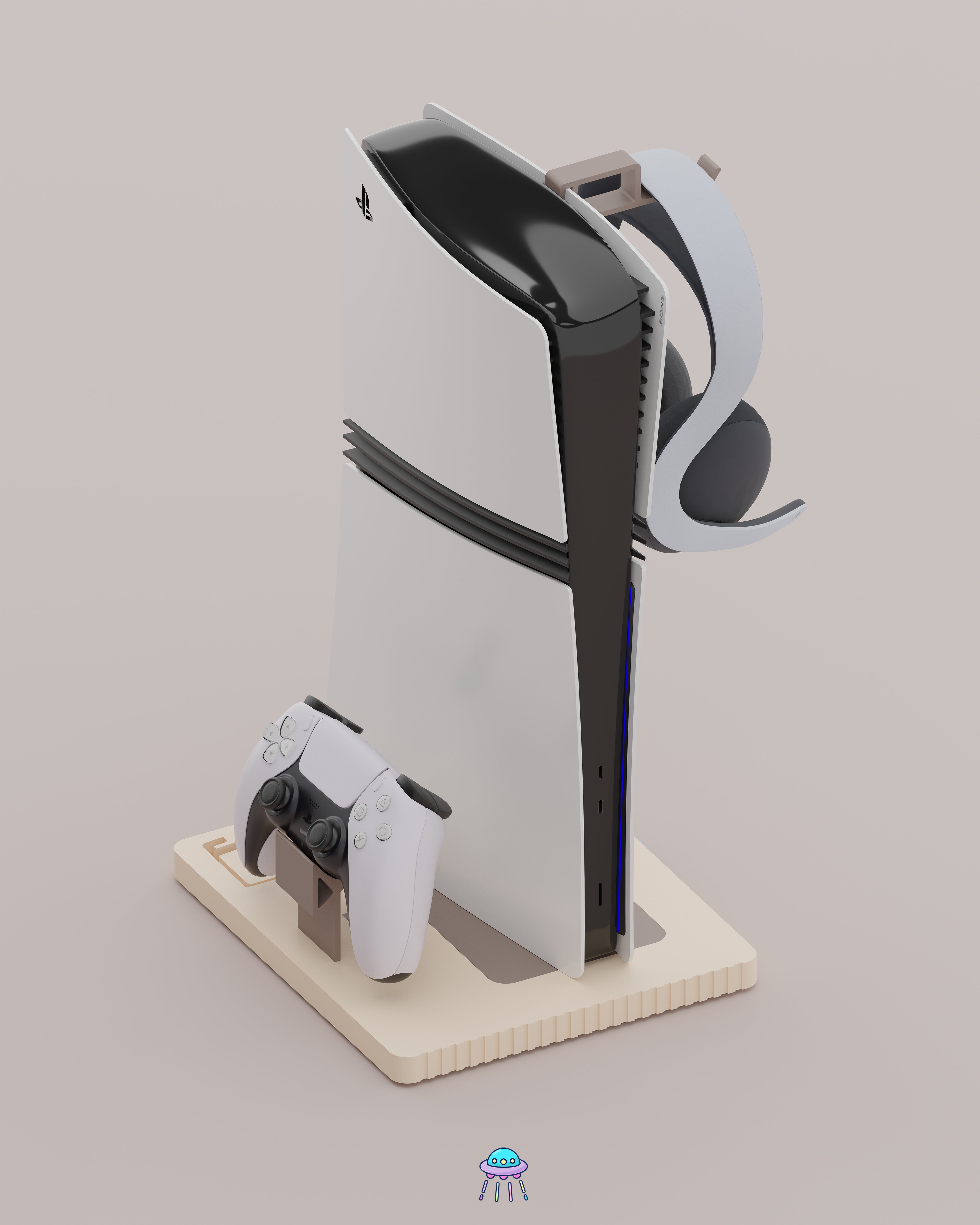 Play Base - PlayStation 5 Console Stand With Controller &amp; Headset Storage