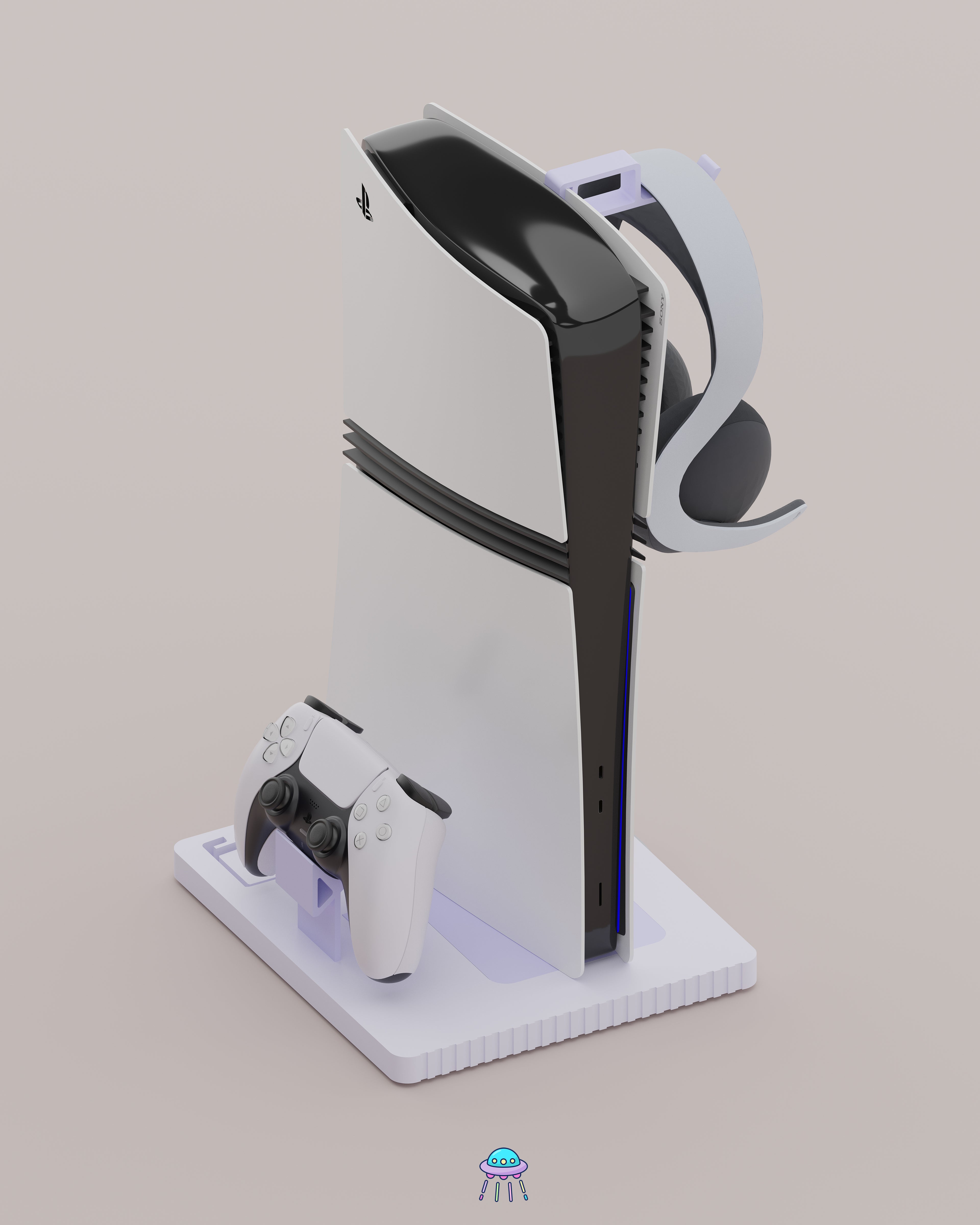 Play Base - PlayStation 5 Console Stand With Controller &amp; Headset Storage