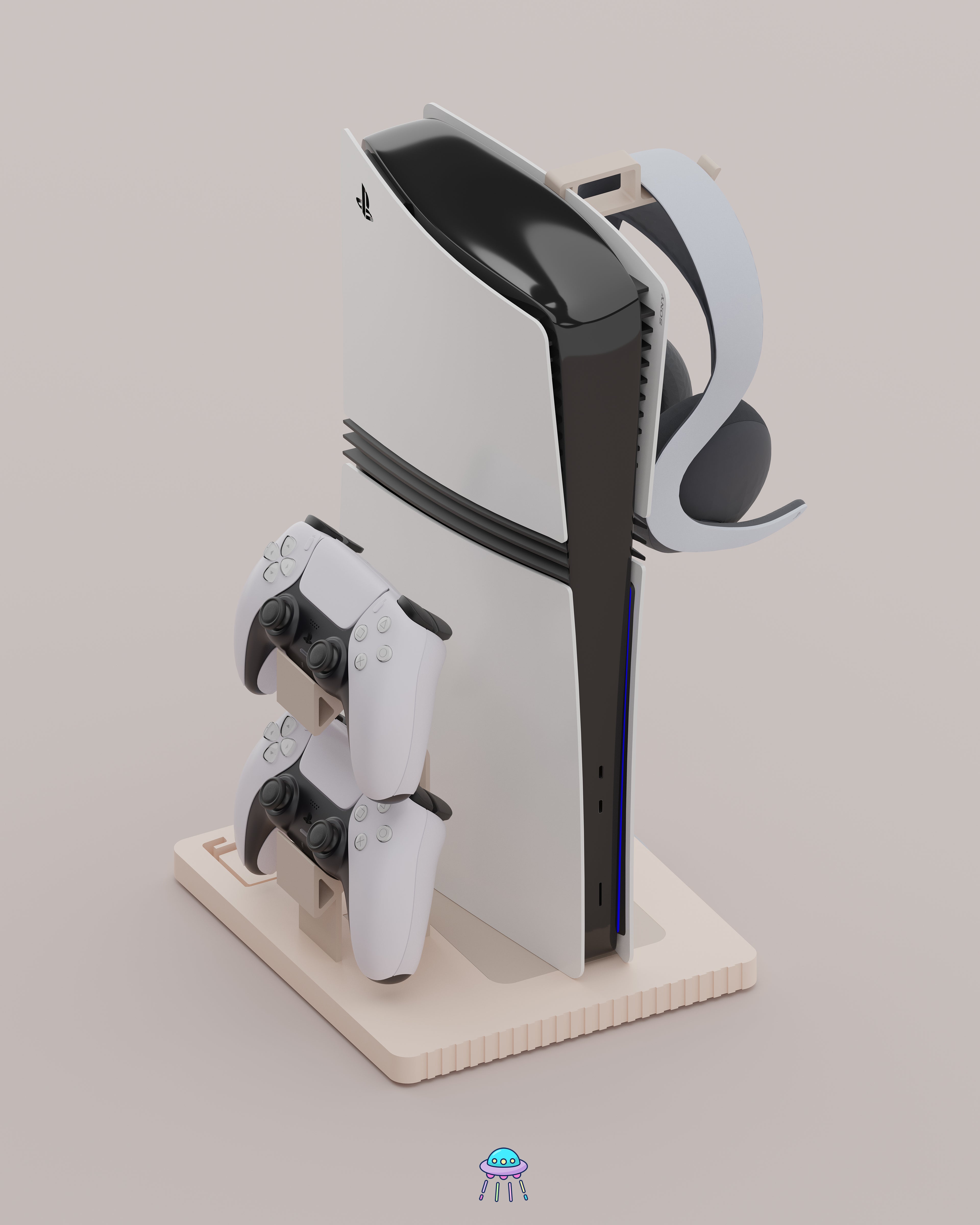 Play Base - PlayStation 5 Console Stand With Controller &amp; Headset Storage
