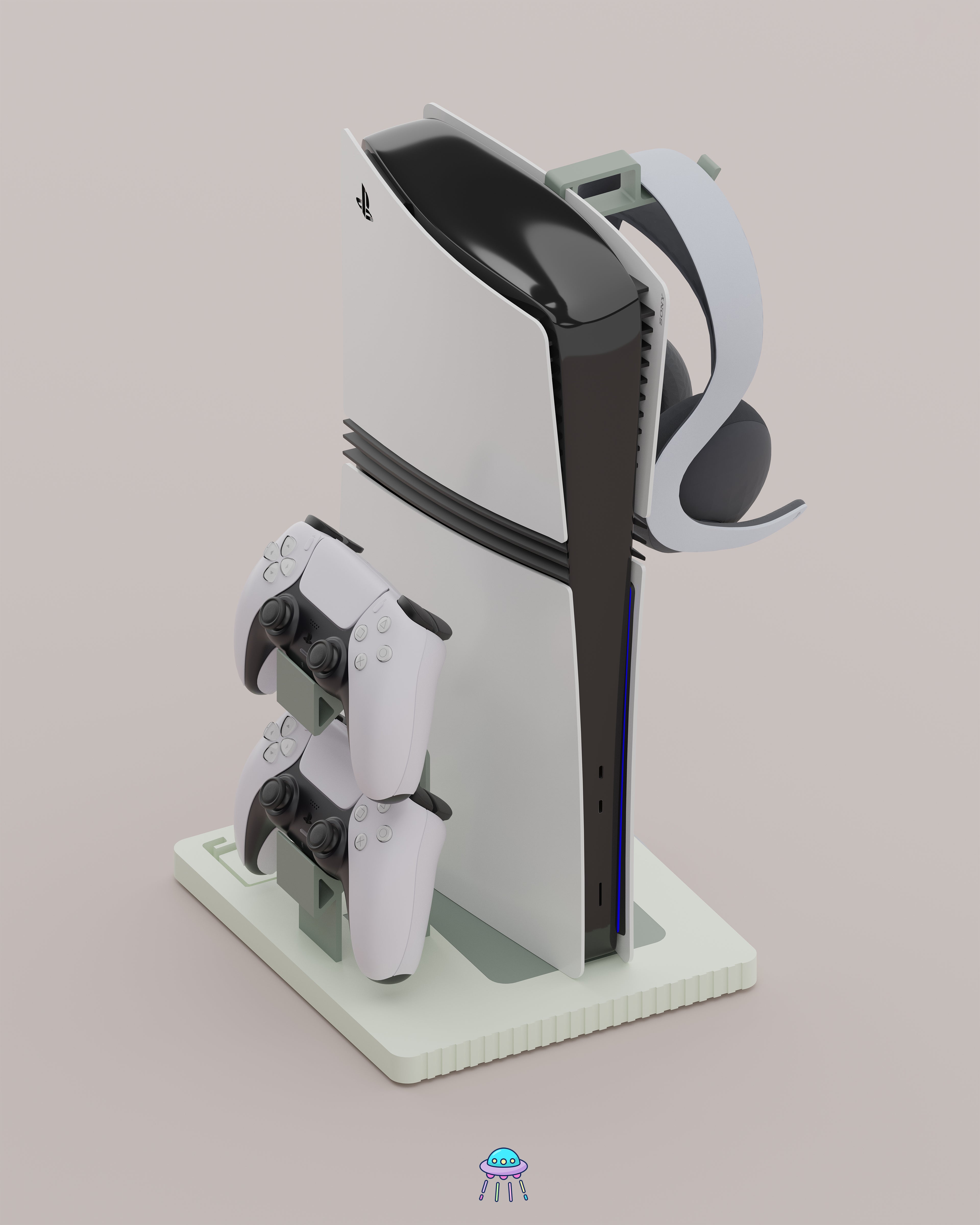 Play Base - PlayStation 5 Console Stand With Controller &amp; Headset Storage
