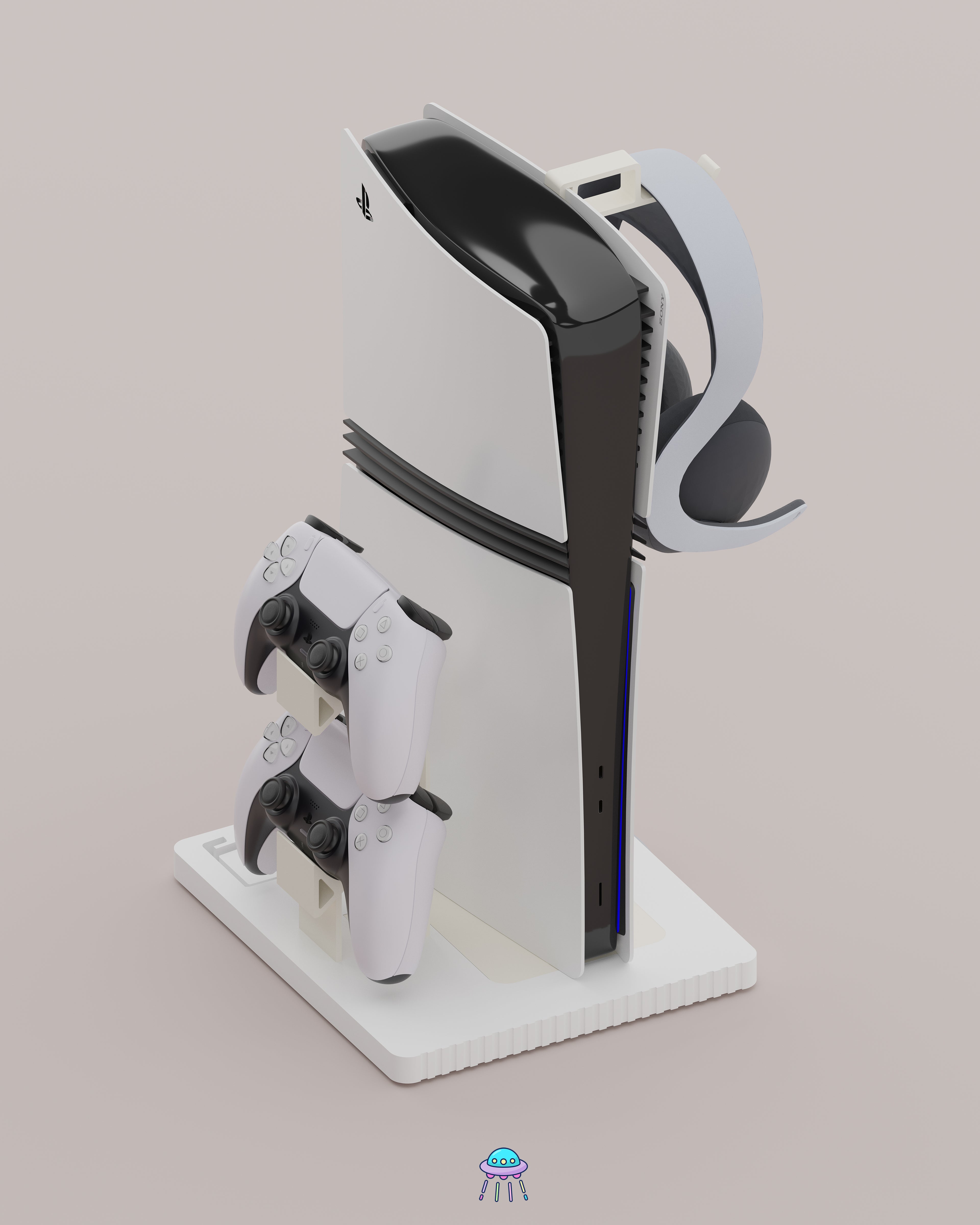Play Base - PlayStation 5 Console Stand With Controller &amp; Headset Storage