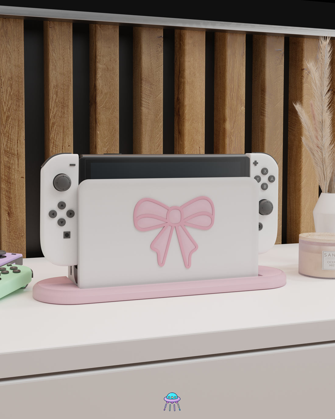 Blush Bow Dock Cover for Nintendo Switch – Original Faceplate Design