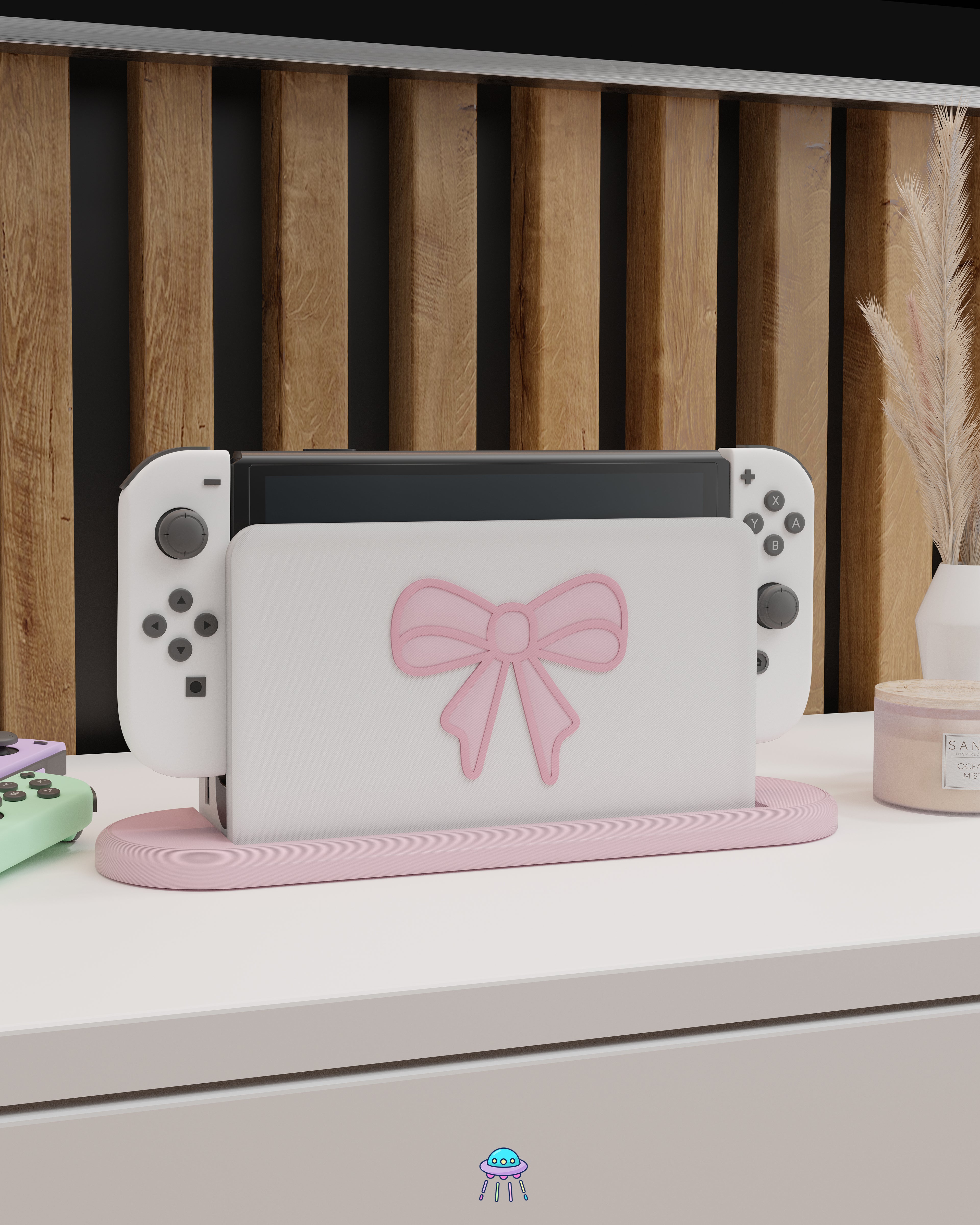 Blush Bow Dock Cover for Nintendo Switch – Original Faceplate Design