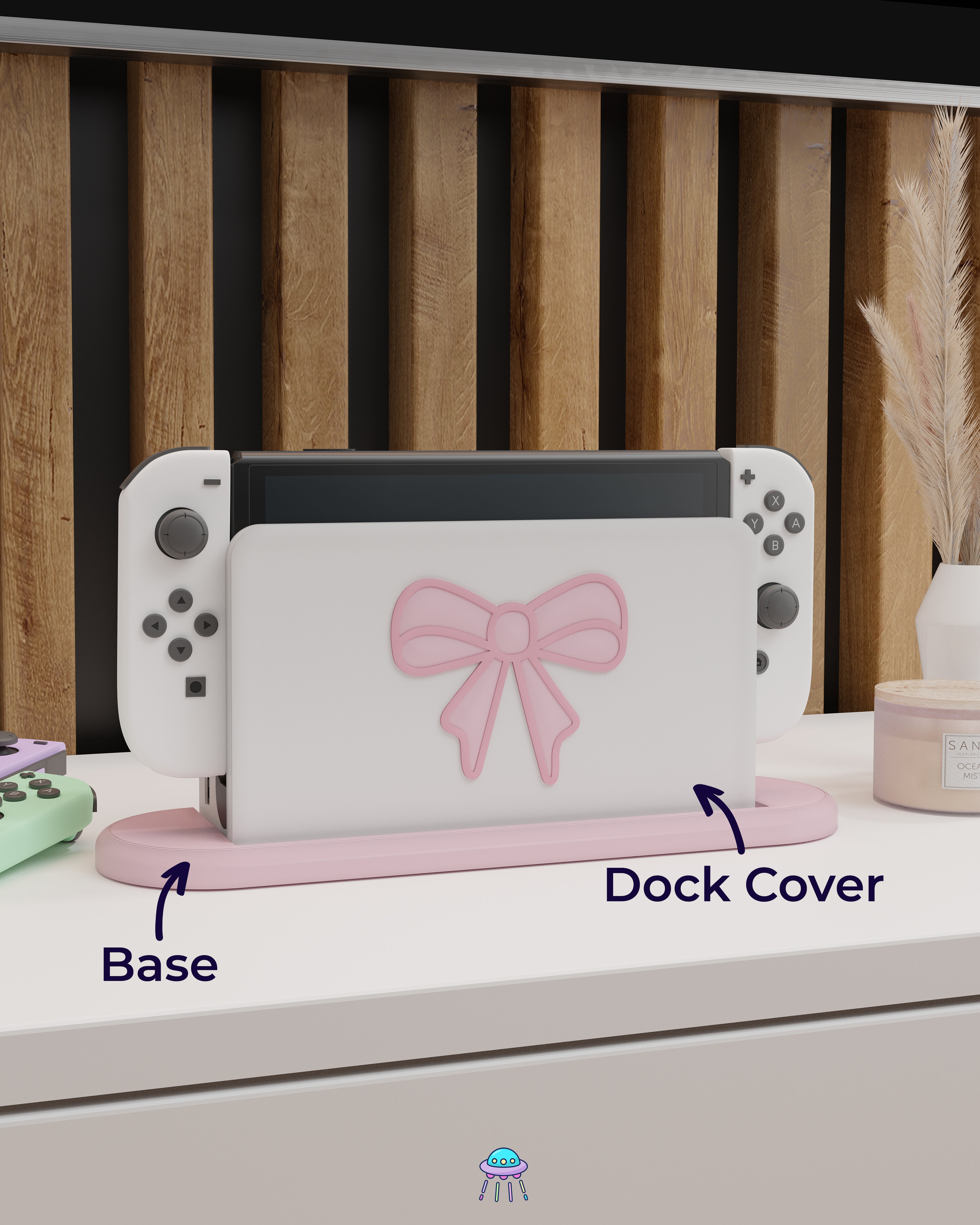 Blush Bow Dock Cover for Nintendo Switch – Original Faceplate Design