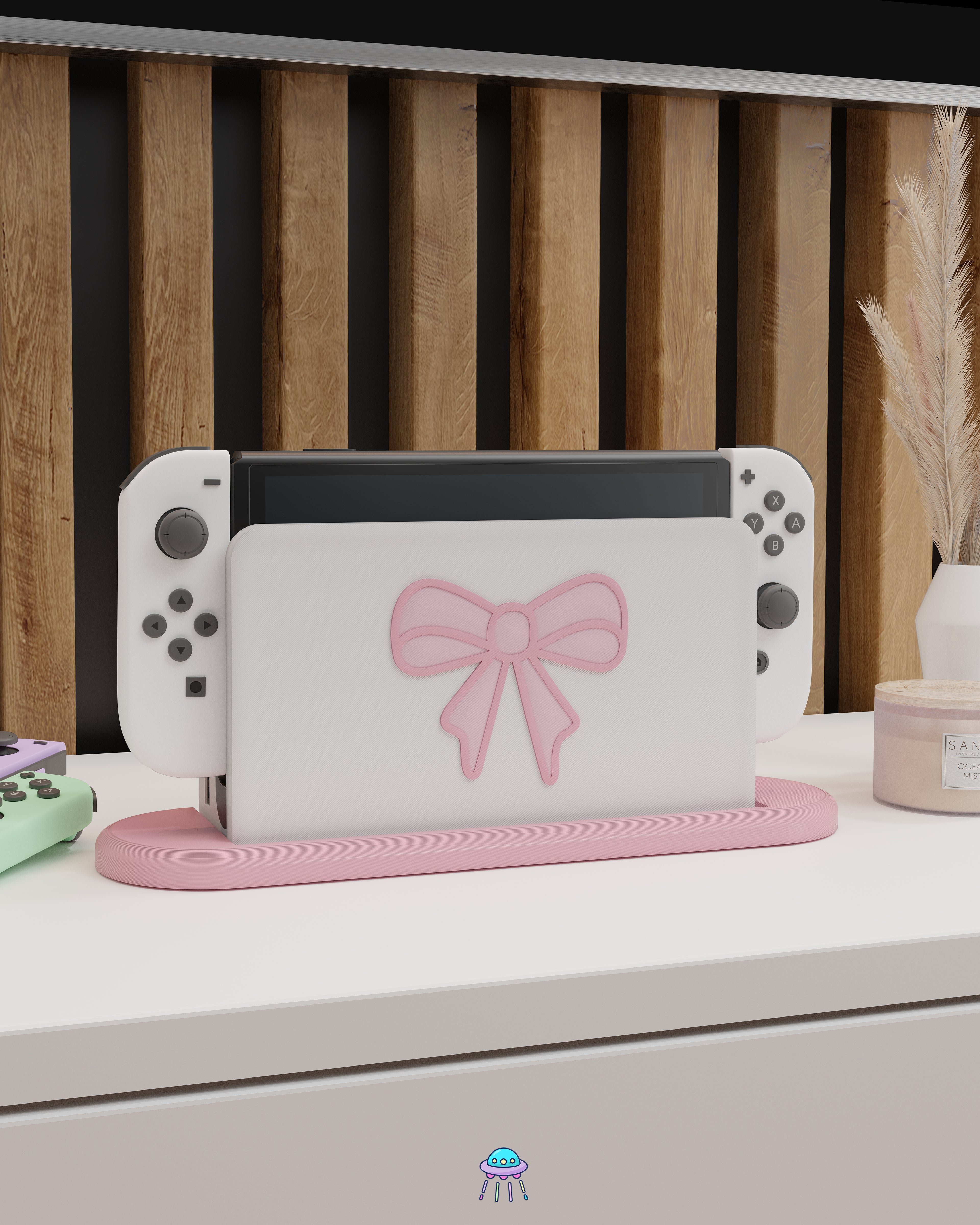 Blush Bow Dock Cover for Nintendo Switch – Original Faceplate Design