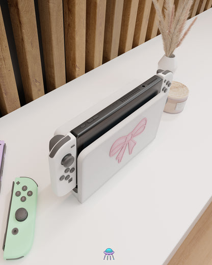 Blush Bow Dock Cover for Nintendo Switch – Original Faceplate Design
