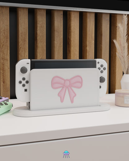 Blush Bow Dock Cover for Nintendo Switch – Original Faceplate Design