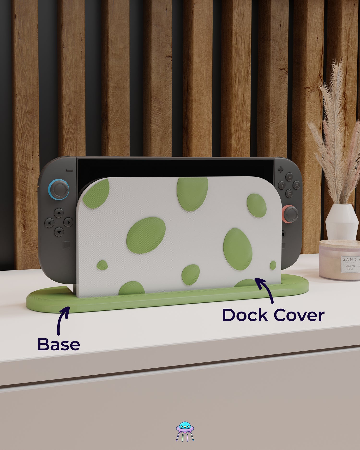 Green Dino Egg Dock Cover for Nintendo Switch 2 – Original Faceplate Design