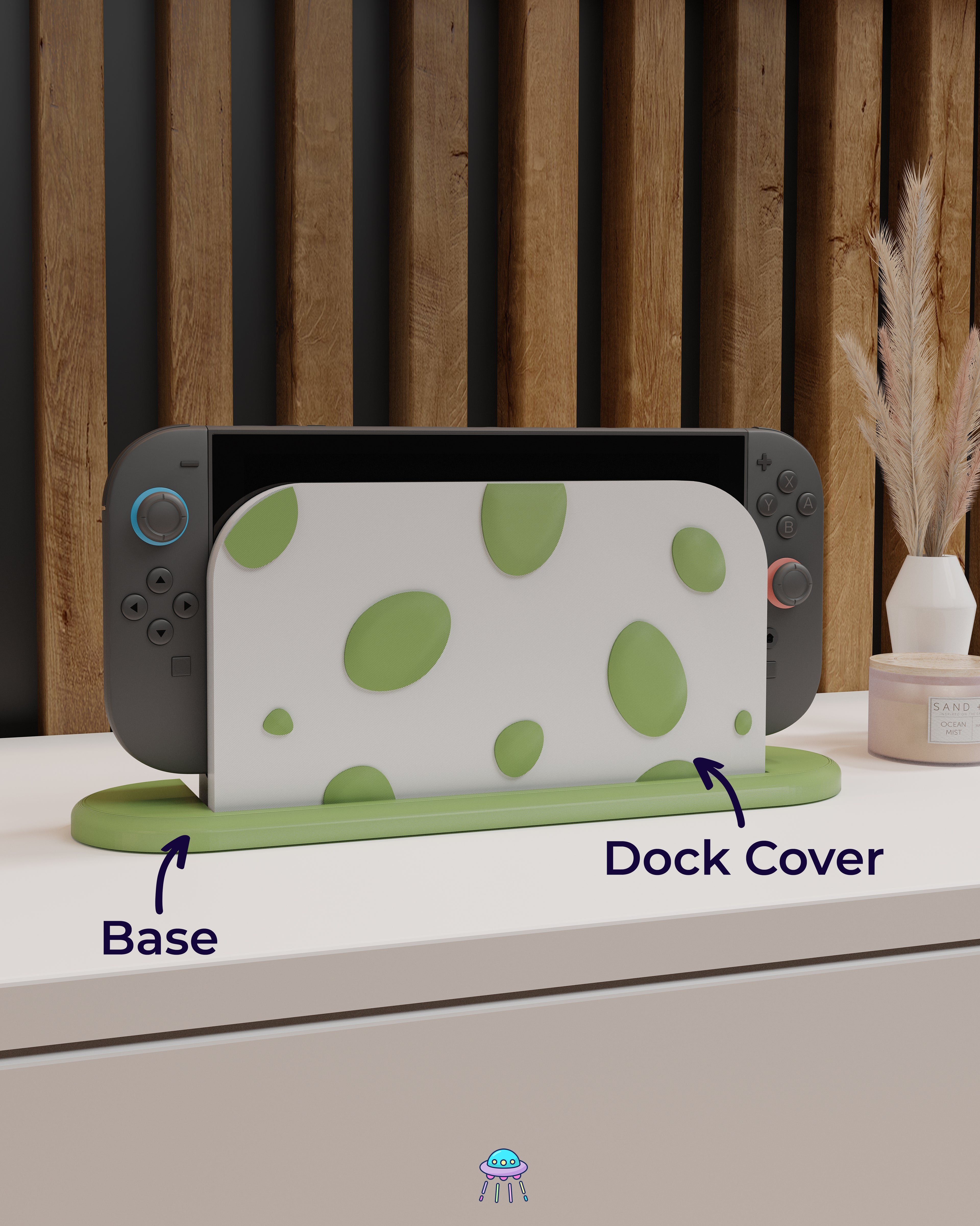 Green Dino Egg Dock Cover for Nintendo Switch 2 – Original Faceplate Design