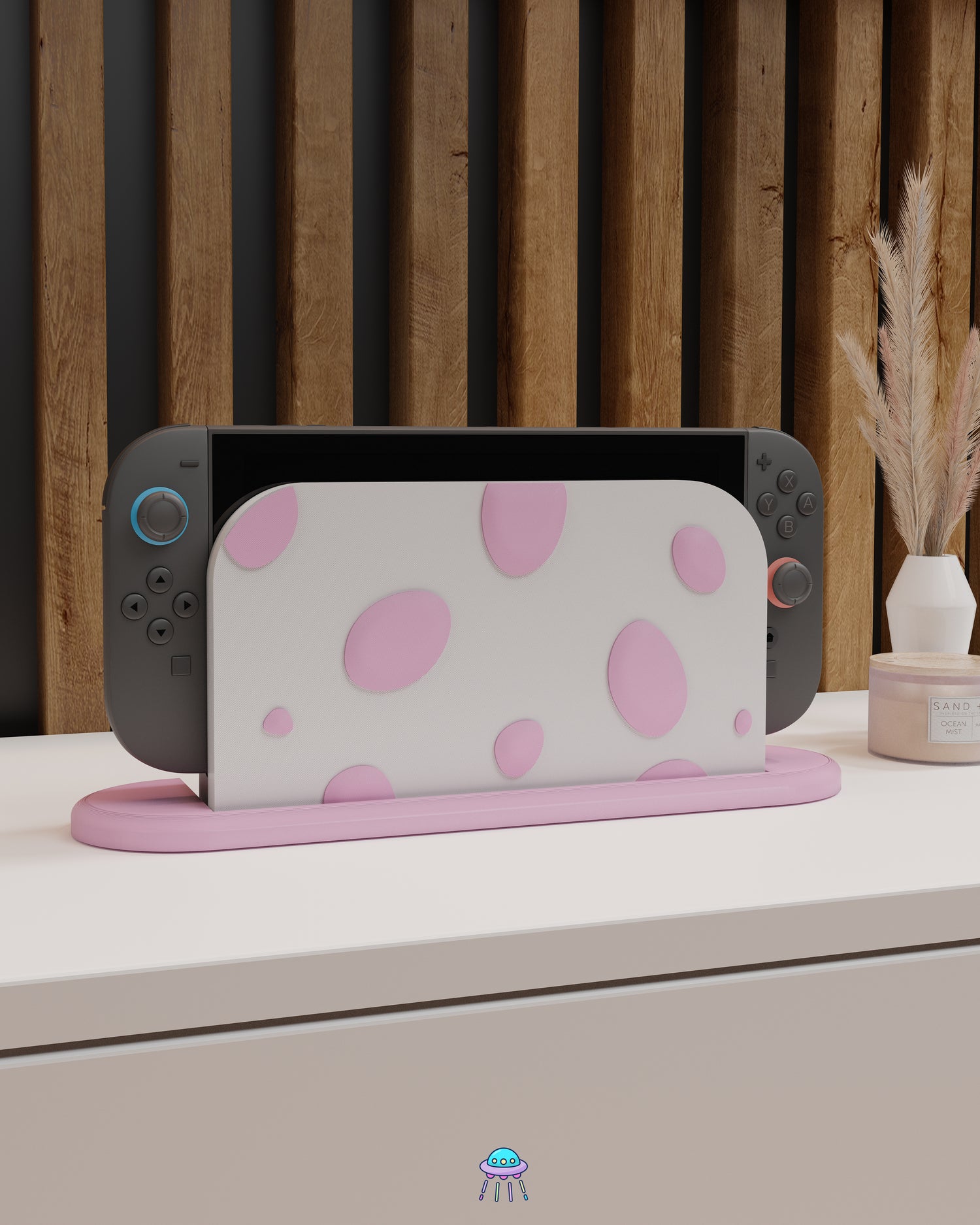 Pink Dino Egg Dock Cover for Nintendo Switch 2 – Original Faceplate Design