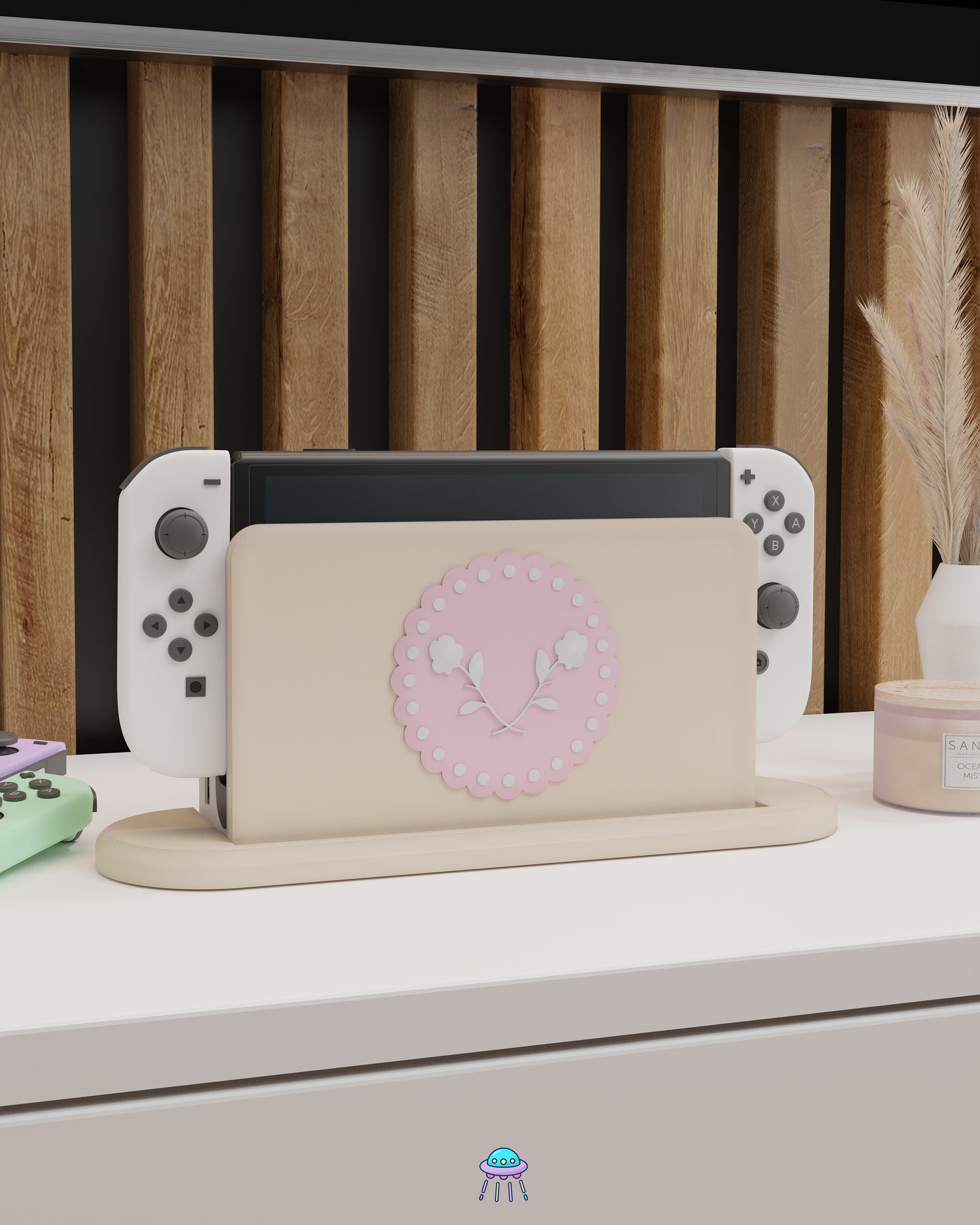 Floral Patch Dock Cover for Nintendo Switch – Original Faceplate Design