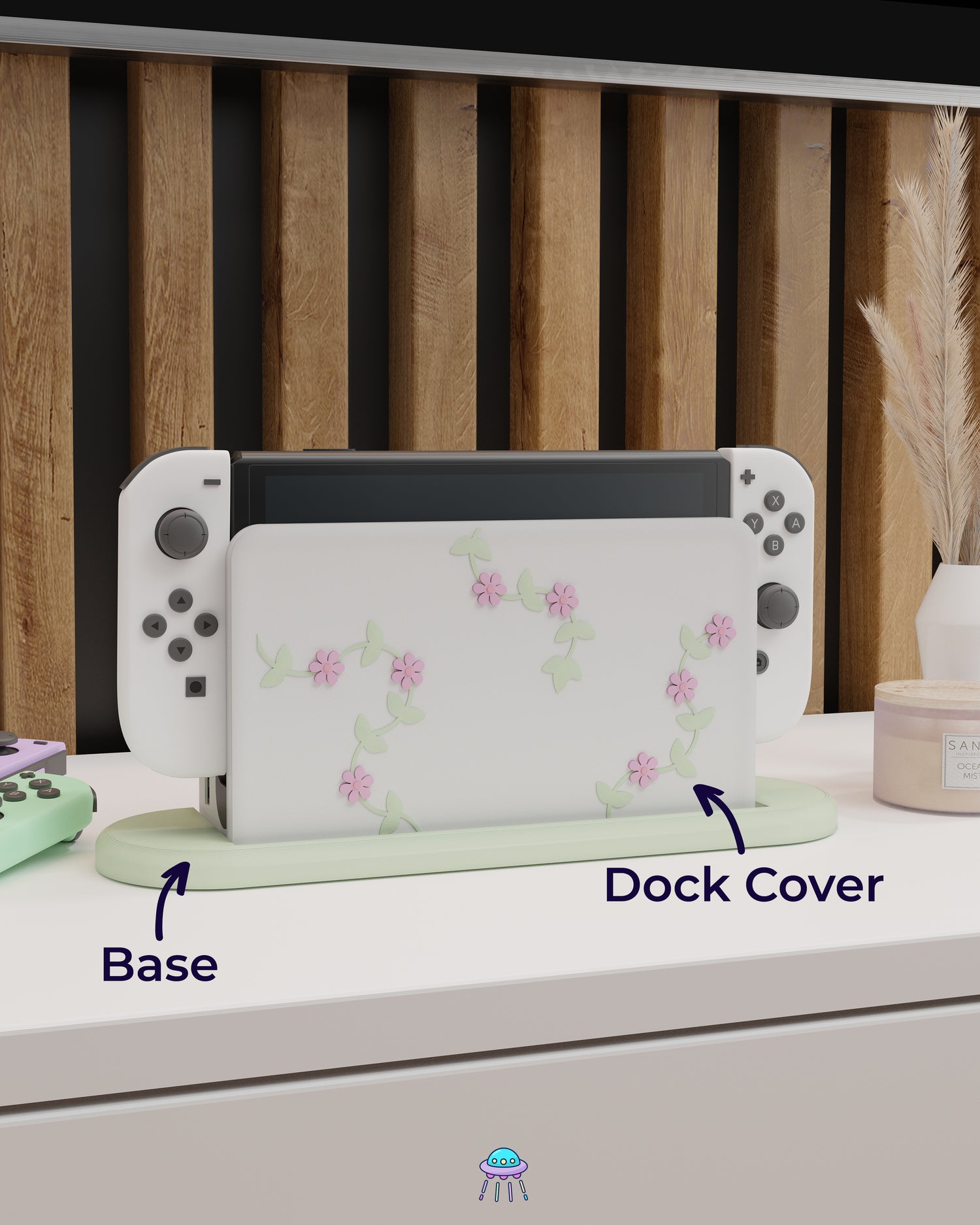 Pastel Ivy Dock Cover for Nintendo Switch – Original Faceplate Design