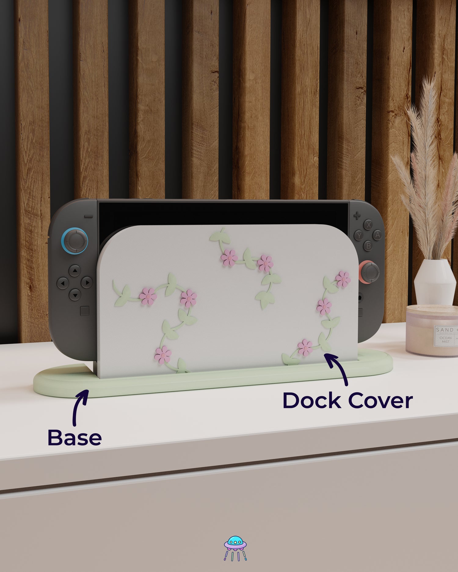 Pastel Ivy Dock Cover for Nintendo Switch 2 – Original Faceplate Design
