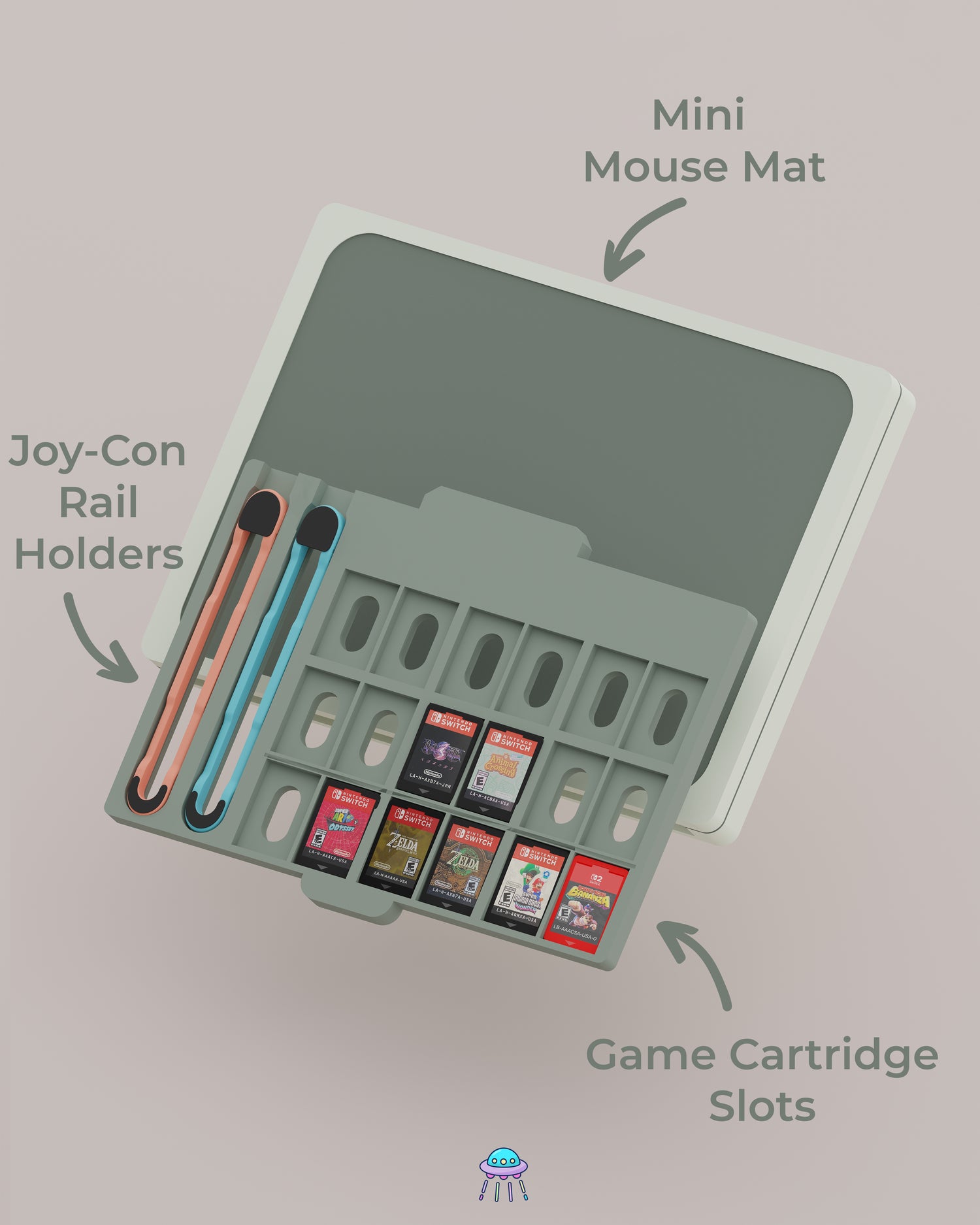 Play Tray - Nintendo Switch 2 Game Storage With Mouse Mat