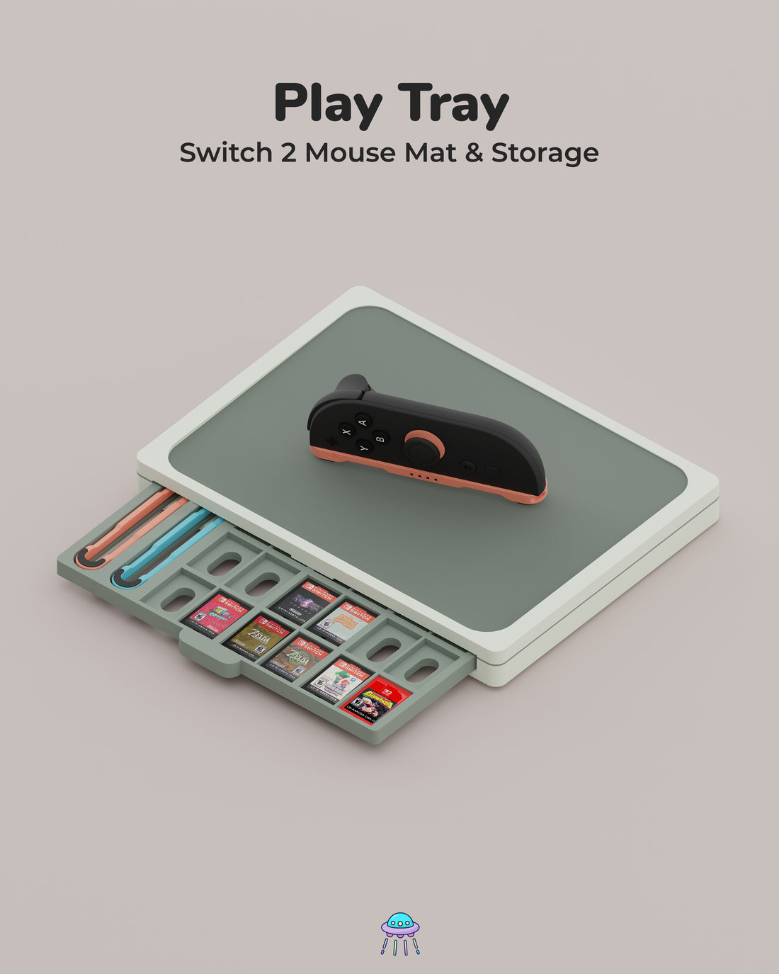 Play Tray - Nintendo Switch 2 Game Storage With Mouse Mat