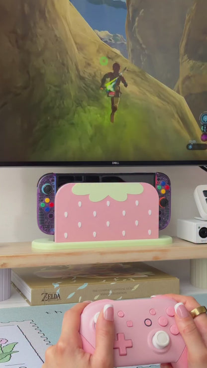 Strawberry Puff Pink Dock Cover for Nintendo Switch 2 – Original Faceplate Design