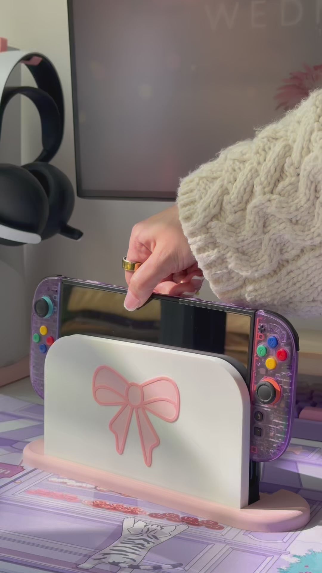 Blush Bow Dock Cover for Nintendo Switch 2 – Original Faceplate Design