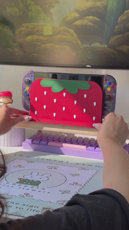 Strawberry Puff Dock Cover for Nintendo Switch 2 – Original Faceplate Design