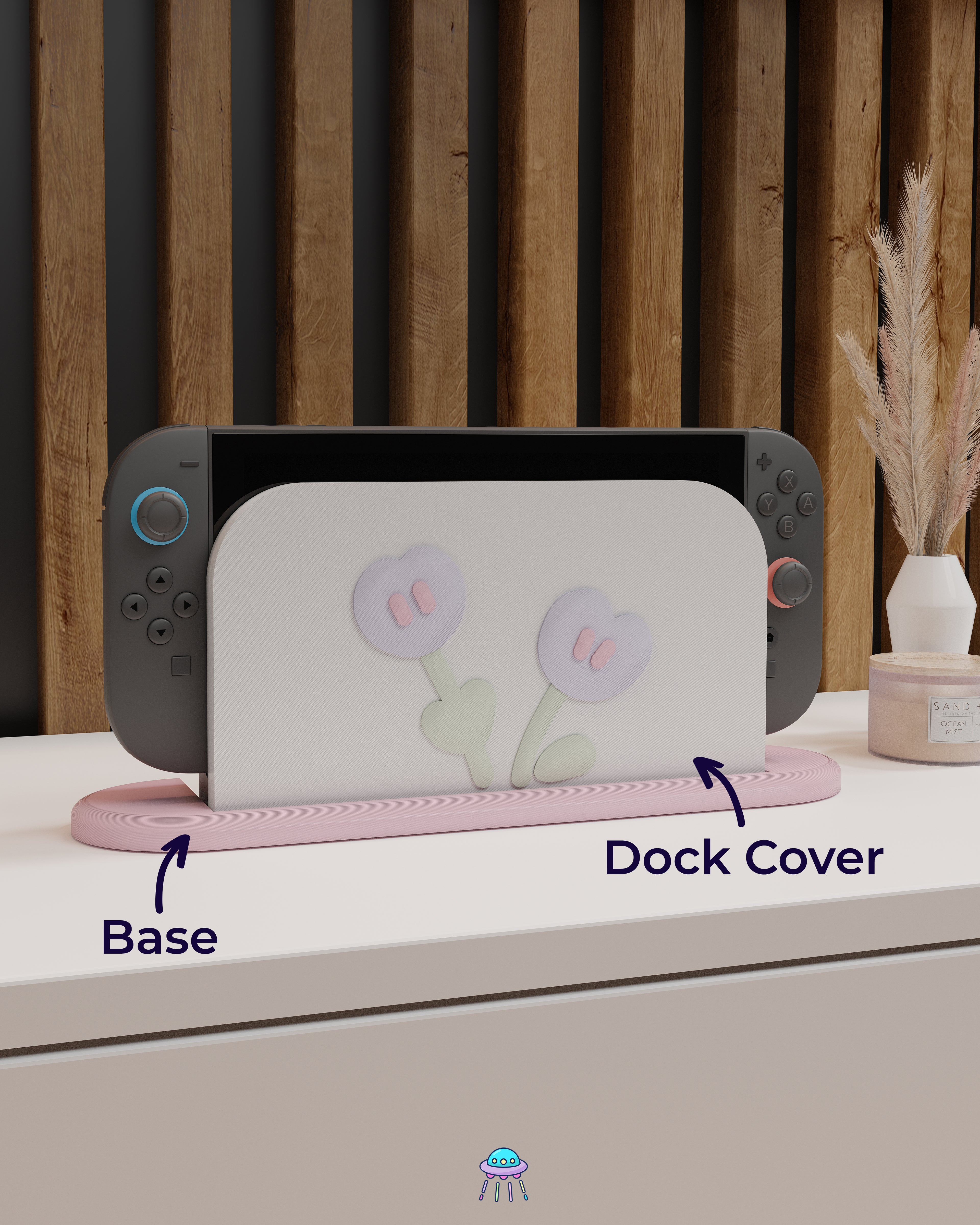 Purple Puff Dock Cover for Nintendo Switch 2 – Original Faceplate Design