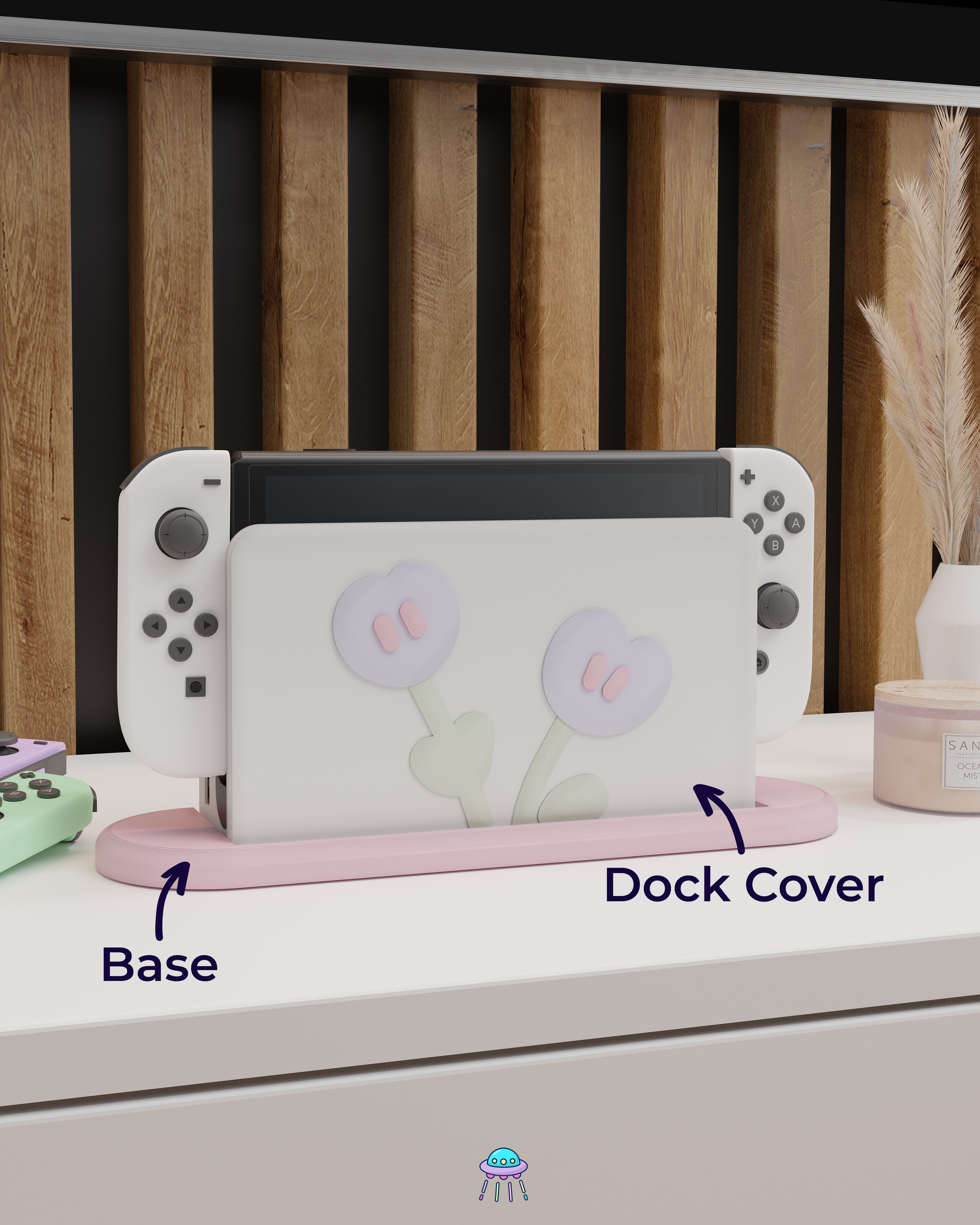 Purple Puff Dock Cover for Nintendo Switch – Original Faceplate Design