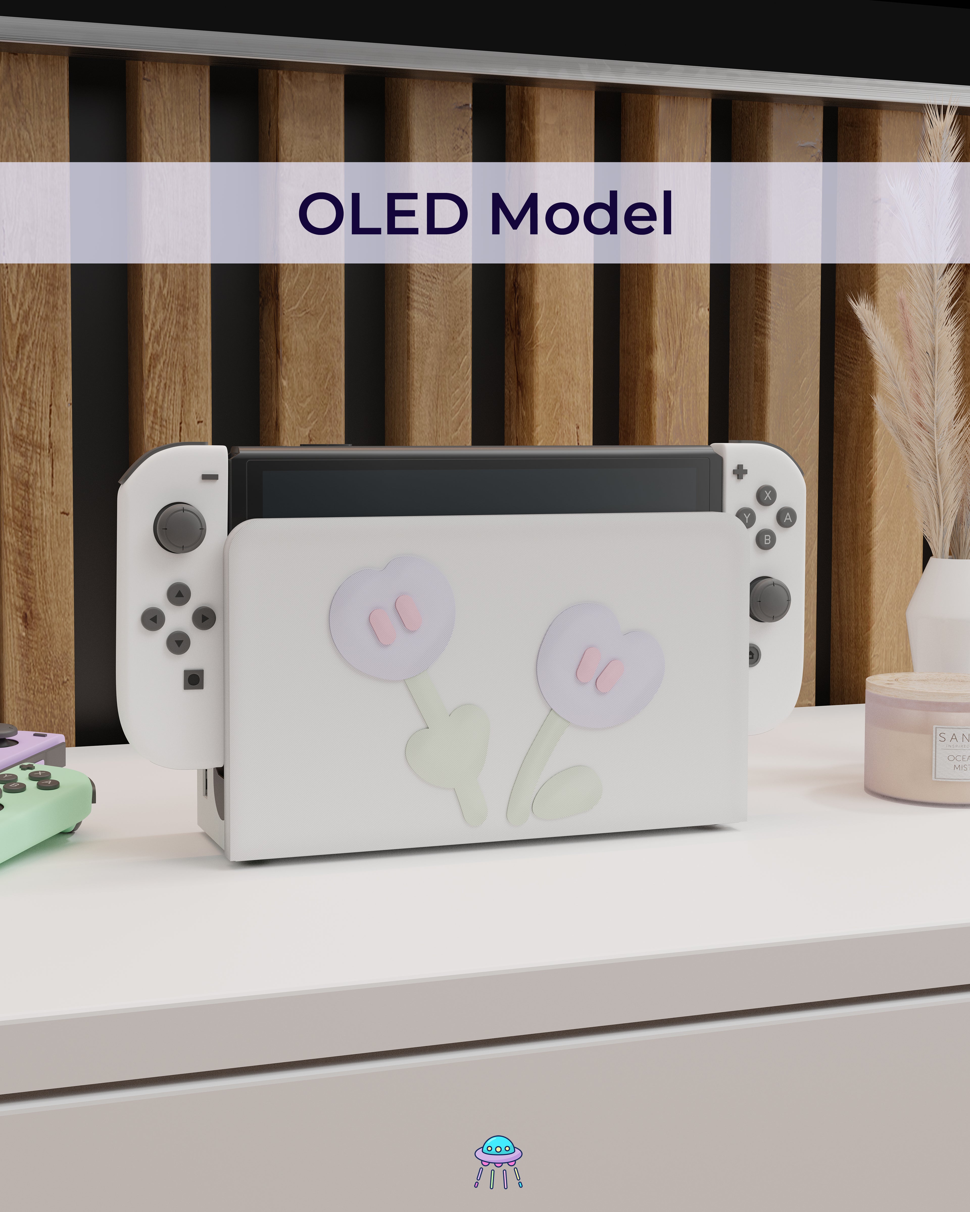 Purple Puff Dock Cover for Nintendo Switch – Original Faceplate Design