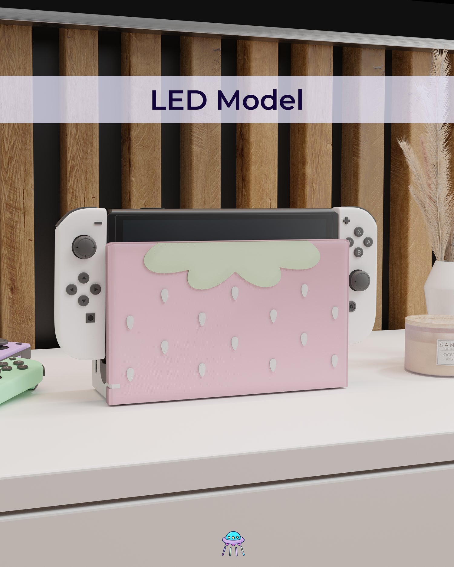 Strawberry Puff Pink Dock Cover for Nintendo Switch – Original Faceplate Design